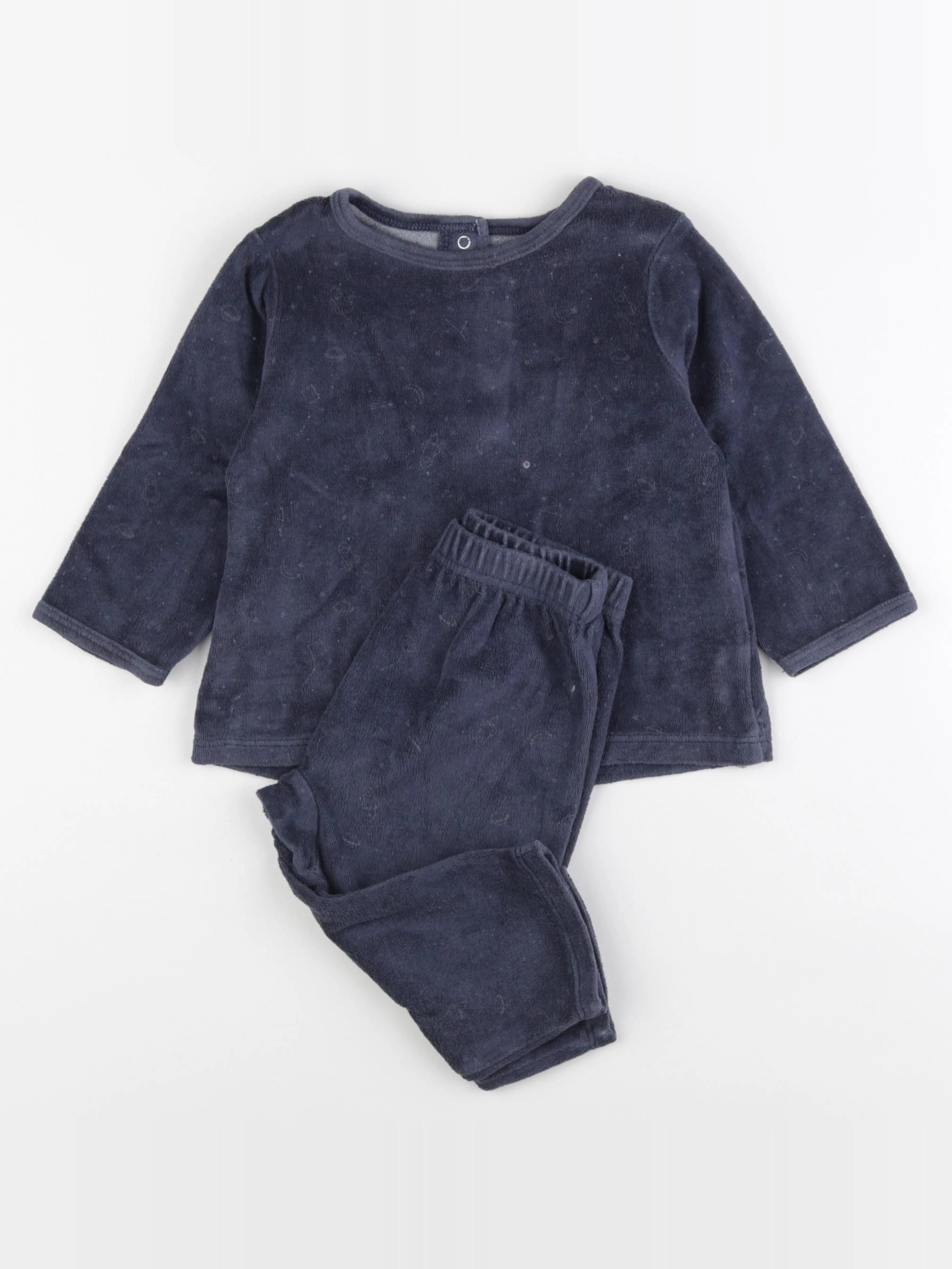 Vertbaudet - pyjama velours bleu - 18 mois