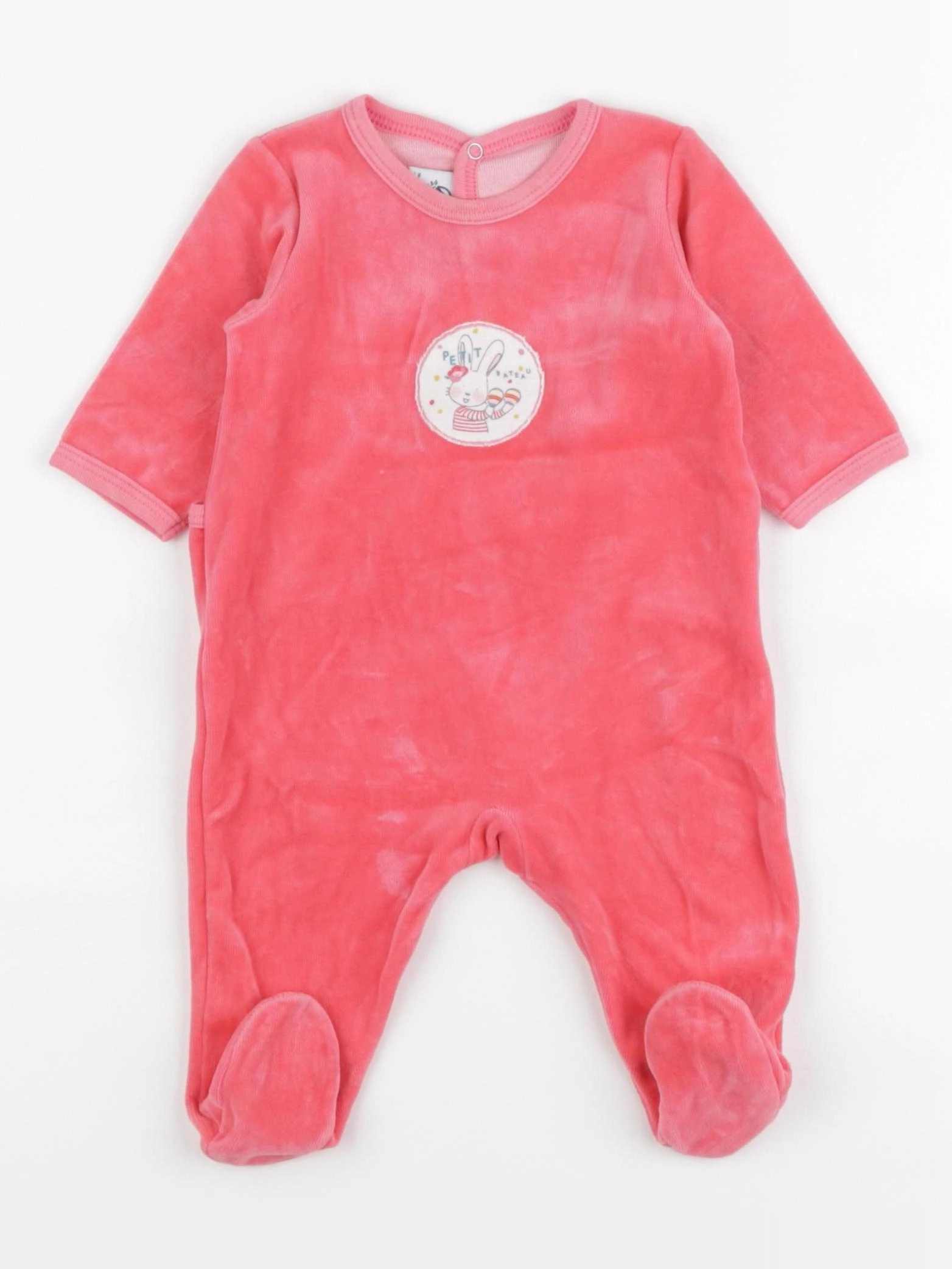 Petit Bateau - pyjama velours rose - 3 mois