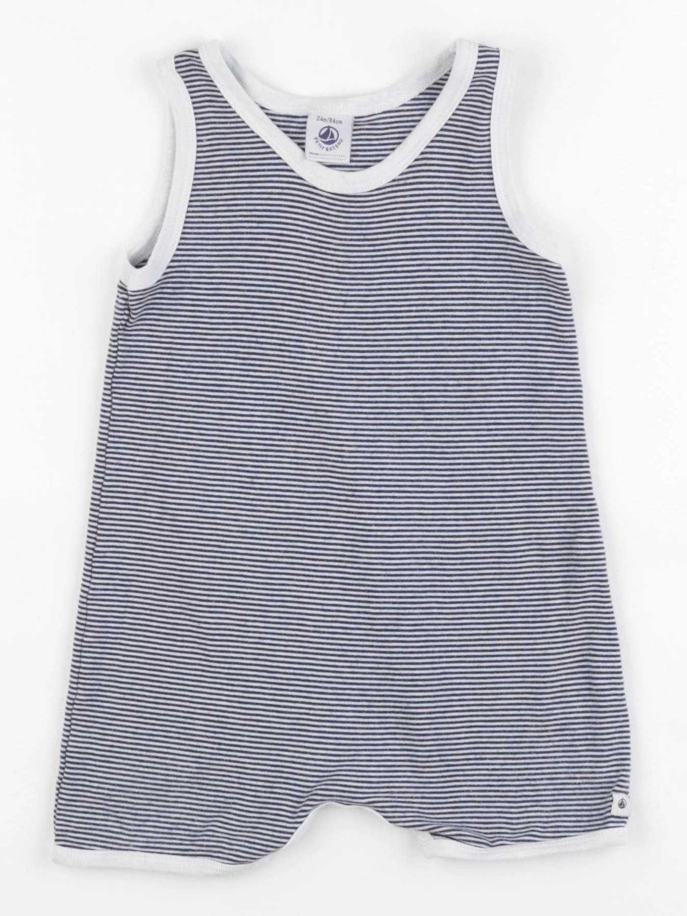 Petit Bateau - pyjama coton blanc, bleu - 24 mois
