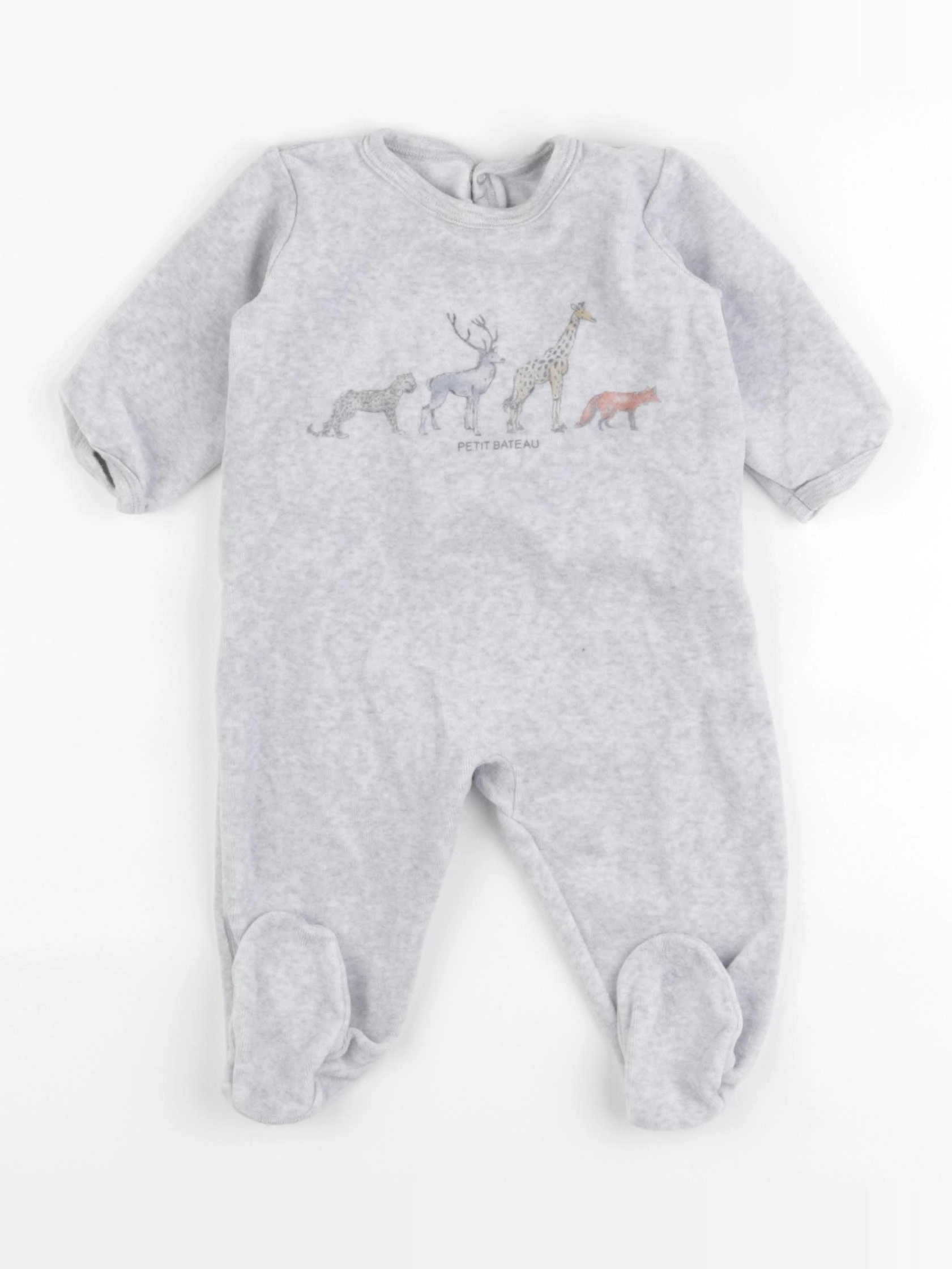 Petit Bateau - pyjama velours gris - 6 mois