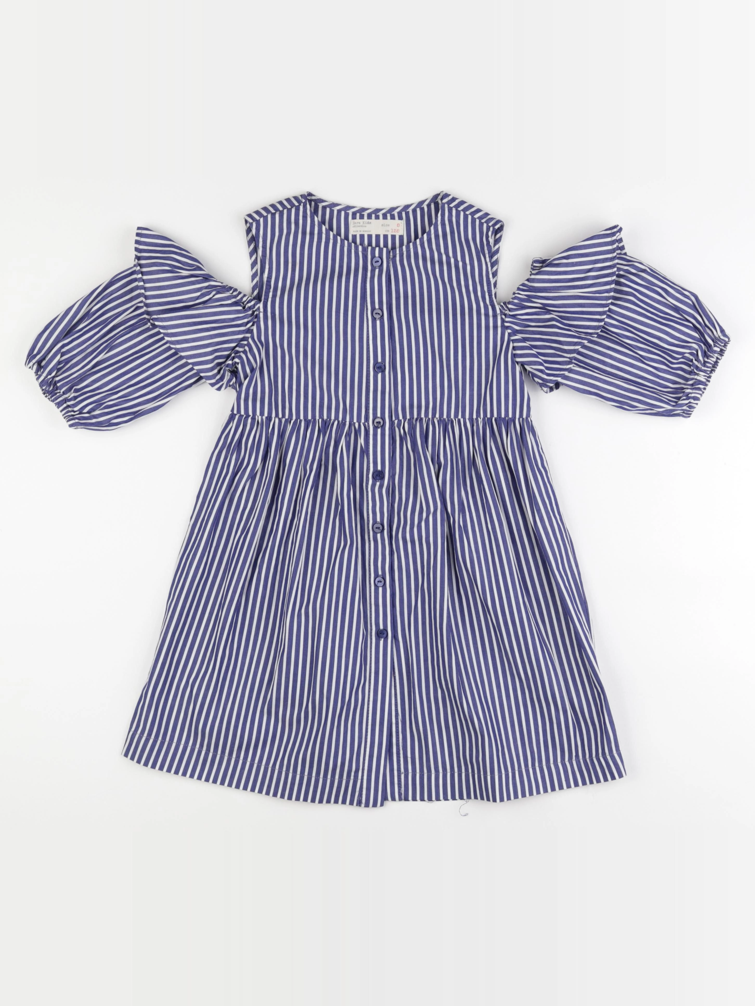 Zara - robe bleu, blanc - 8 ans