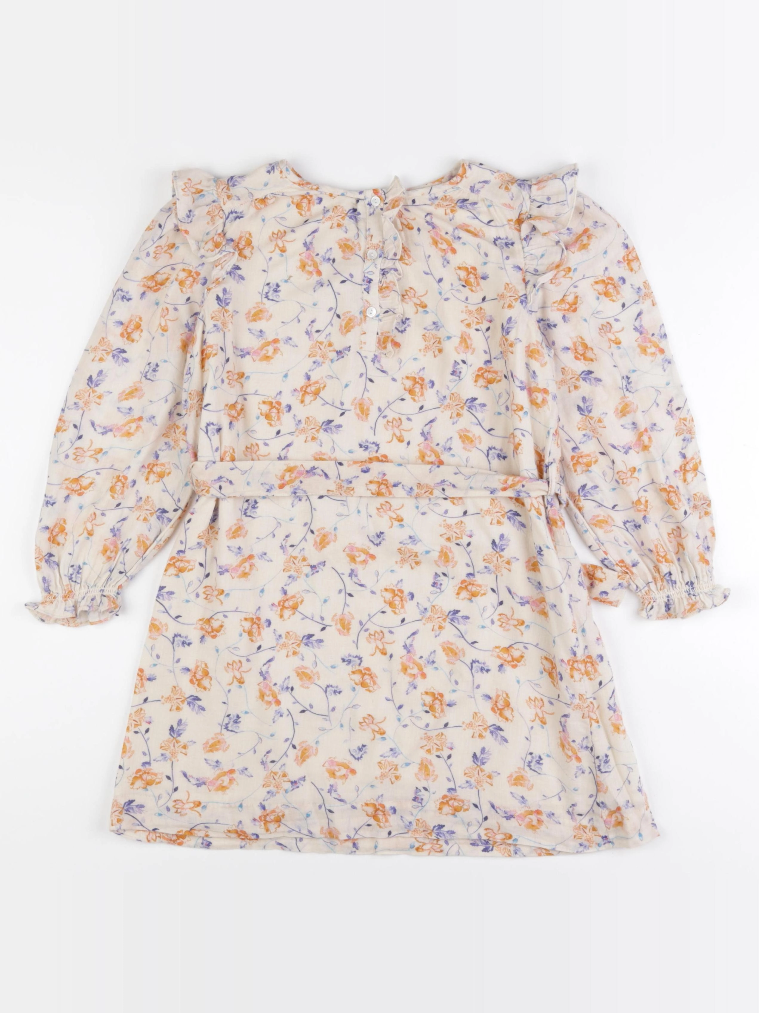 Bonpoint - robe beige, orange, violet - 8 ans