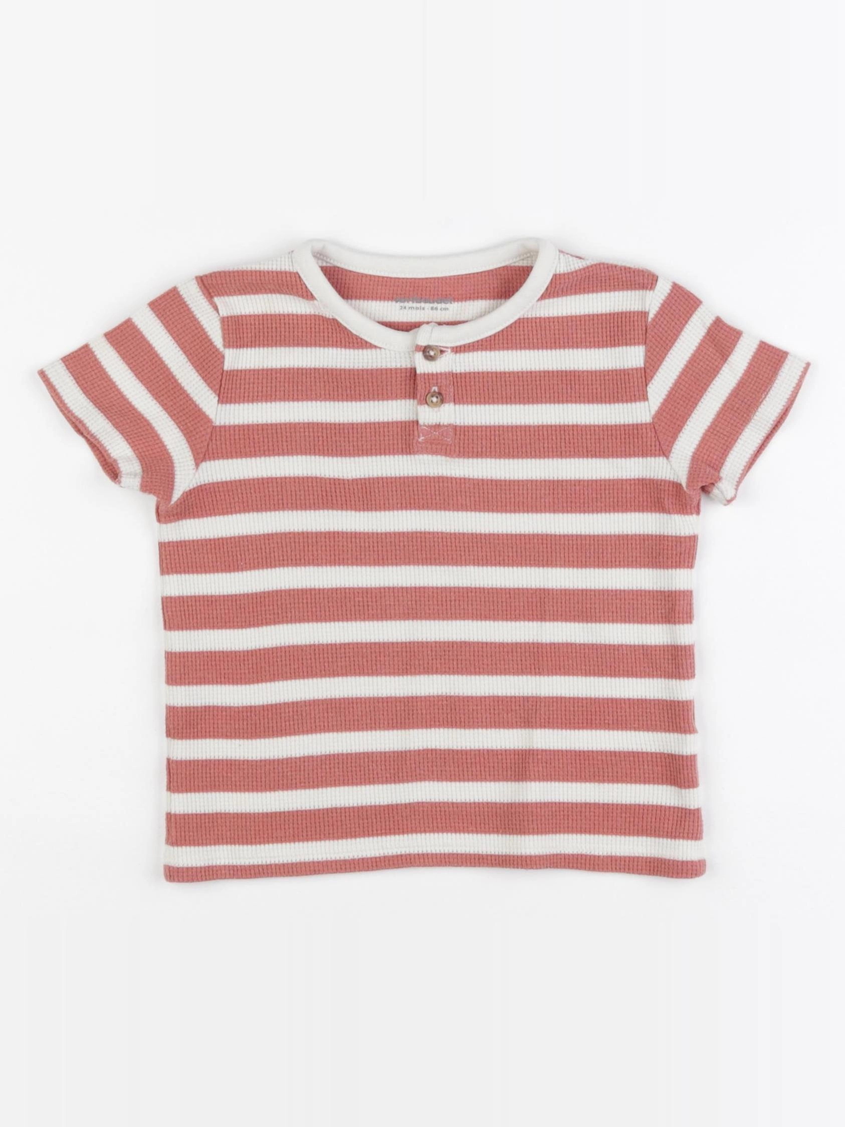 Vertbaudet - tee-shirt blanc, rose - 24 mois