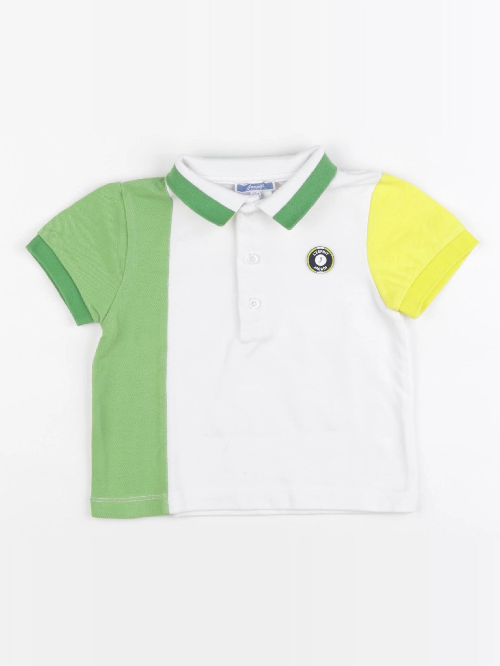 Jacadi - polo blanc, vert - 24 mois