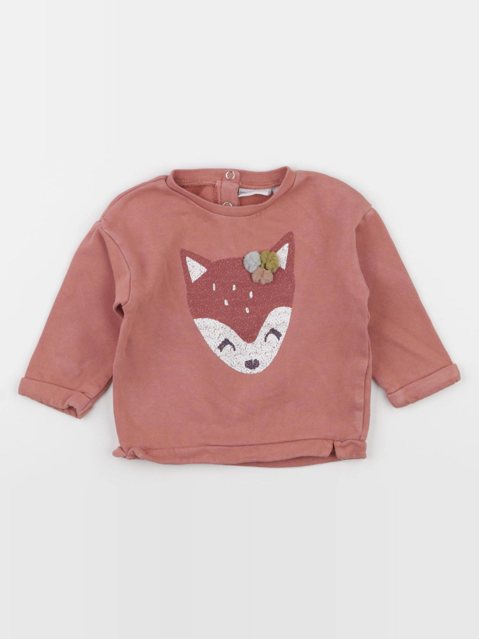 Vertbaudet - sweat rose - 9 mois