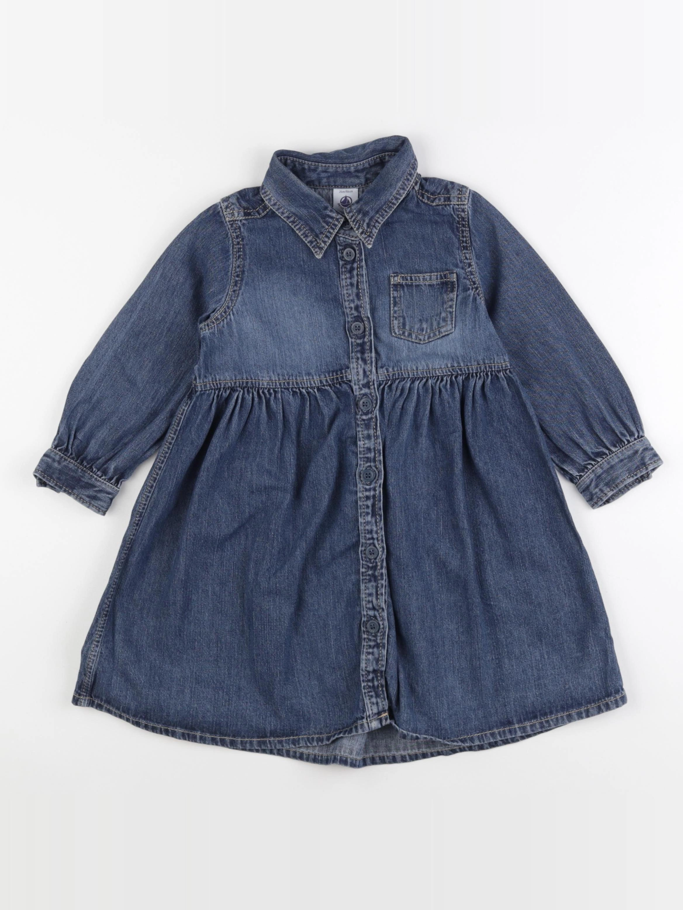 Petit Bateau - robe bleu - 24 mois