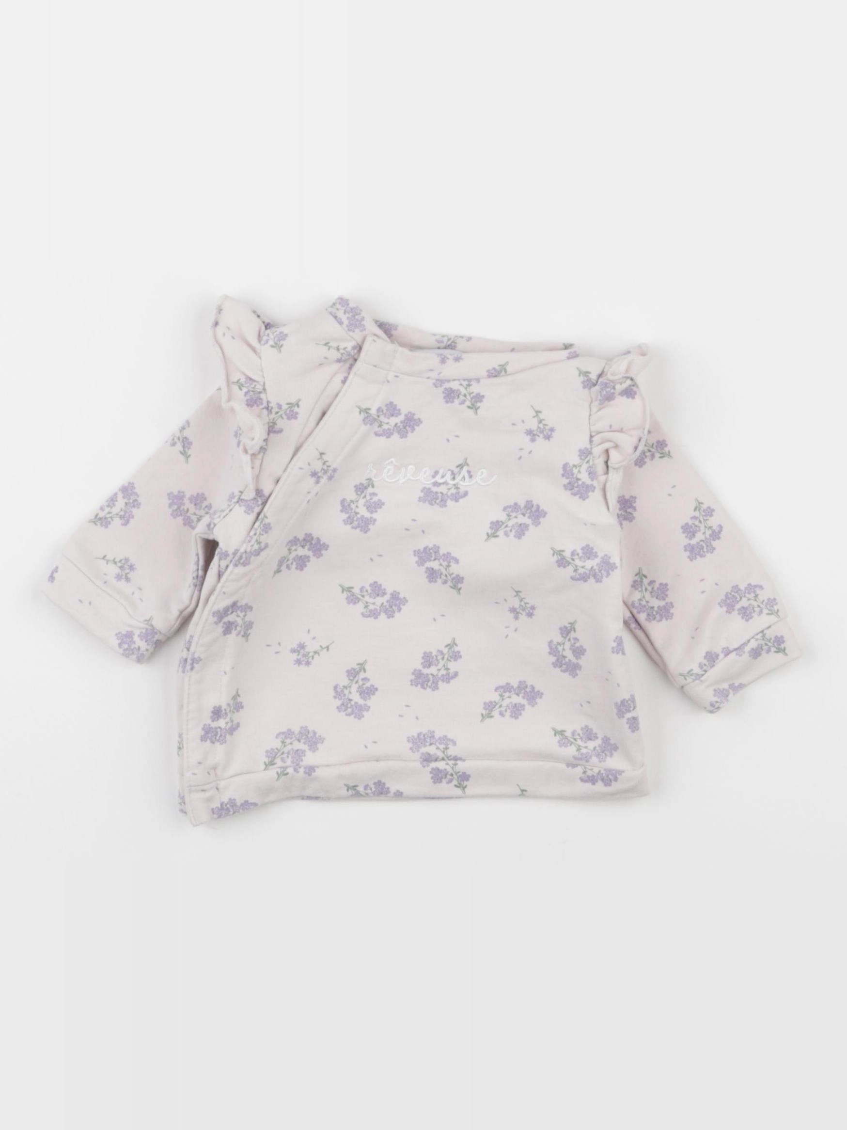 Vertbaudet - sweat violet - 1 mois