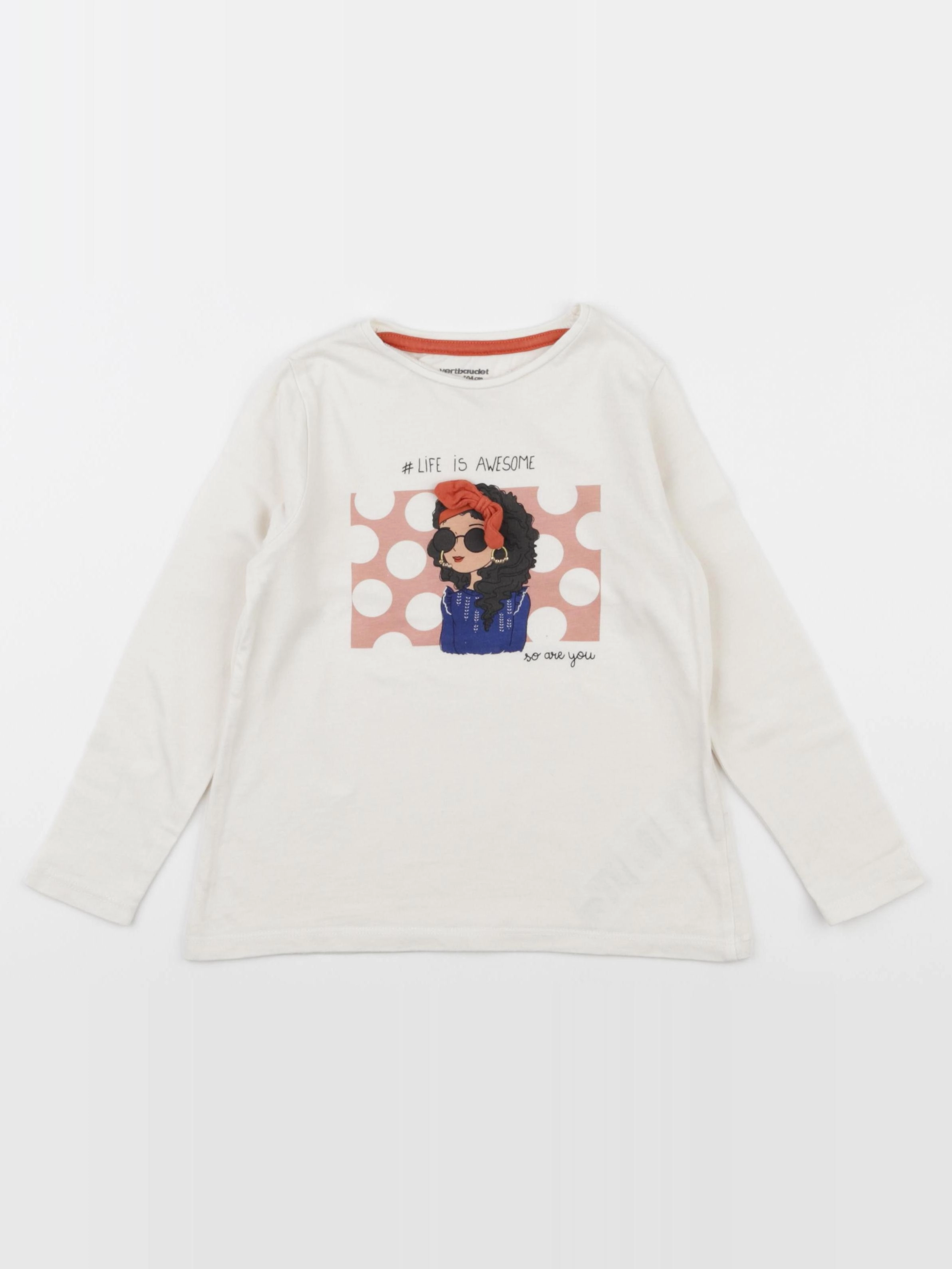 Vertbaudet - tee-shirt beige - 4 ans
