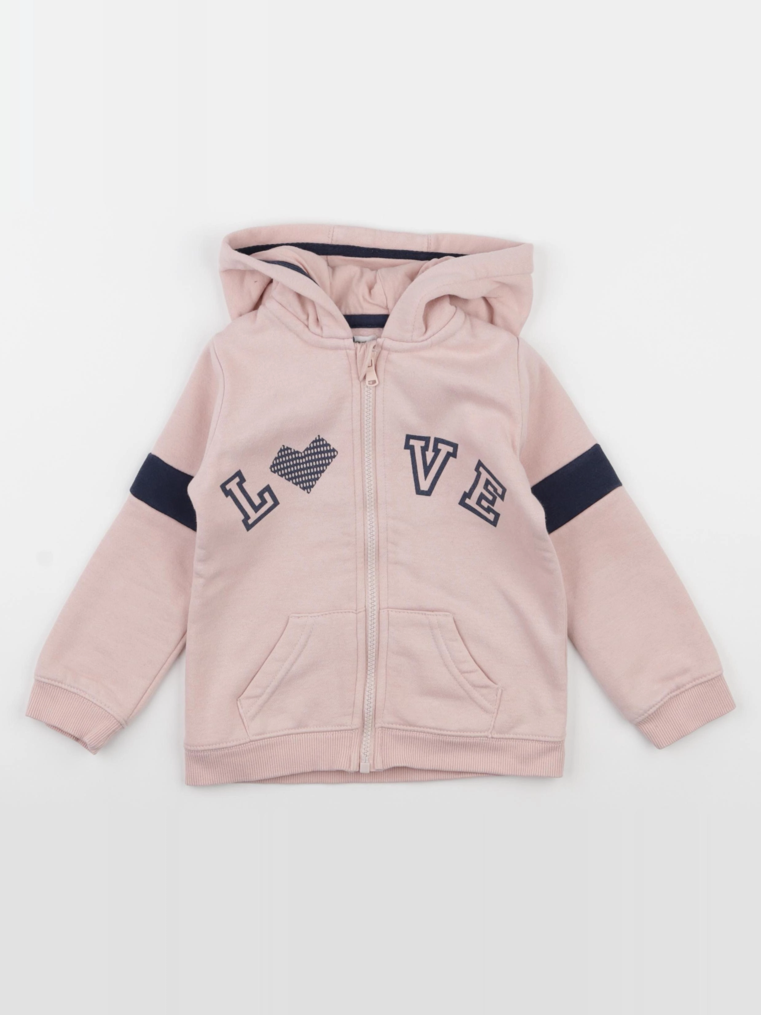 Vertbaudet - sweat blanc, rose - 4 ans