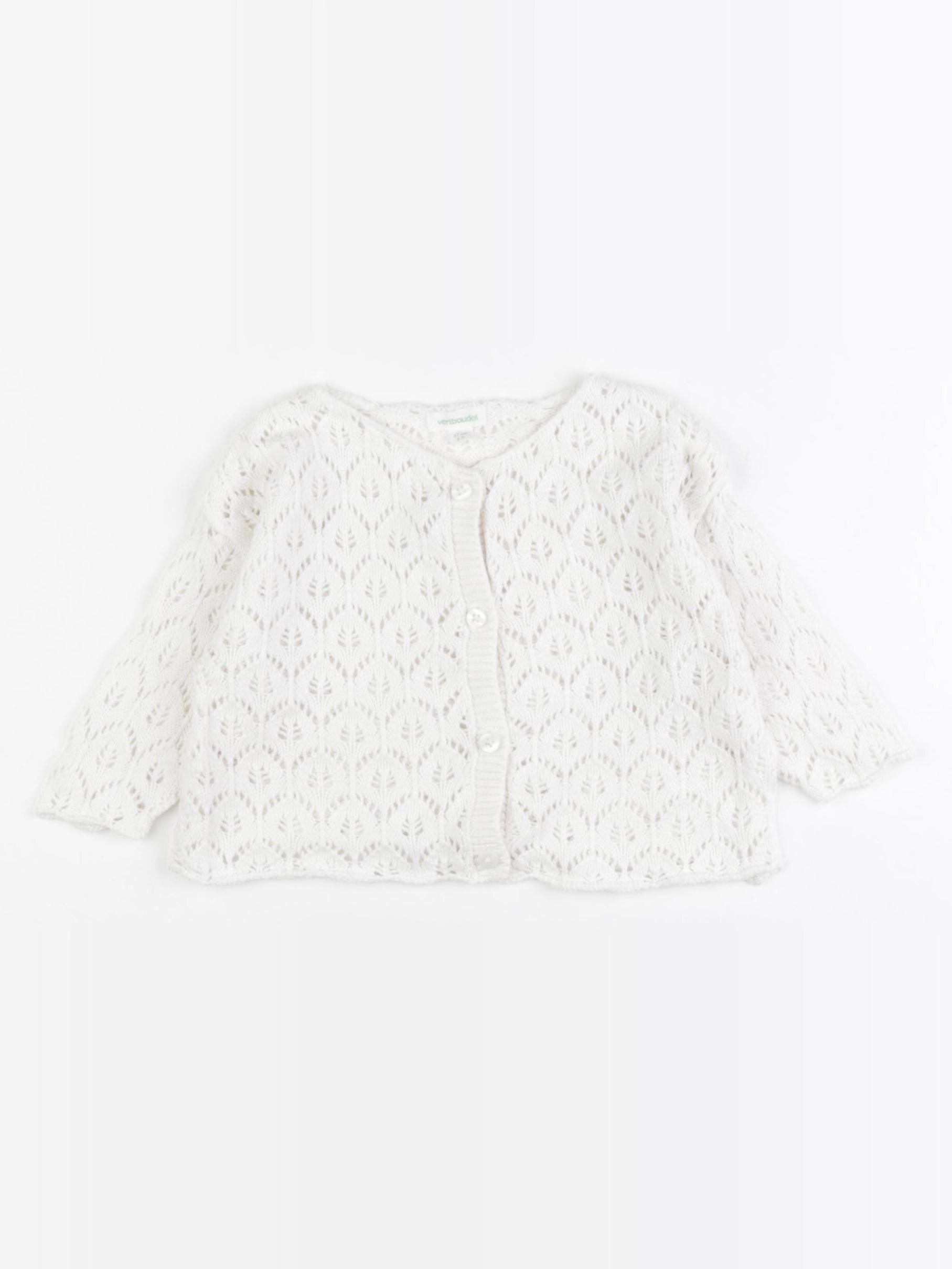 Vertbaudet - gilet velours blanc - 6 mois