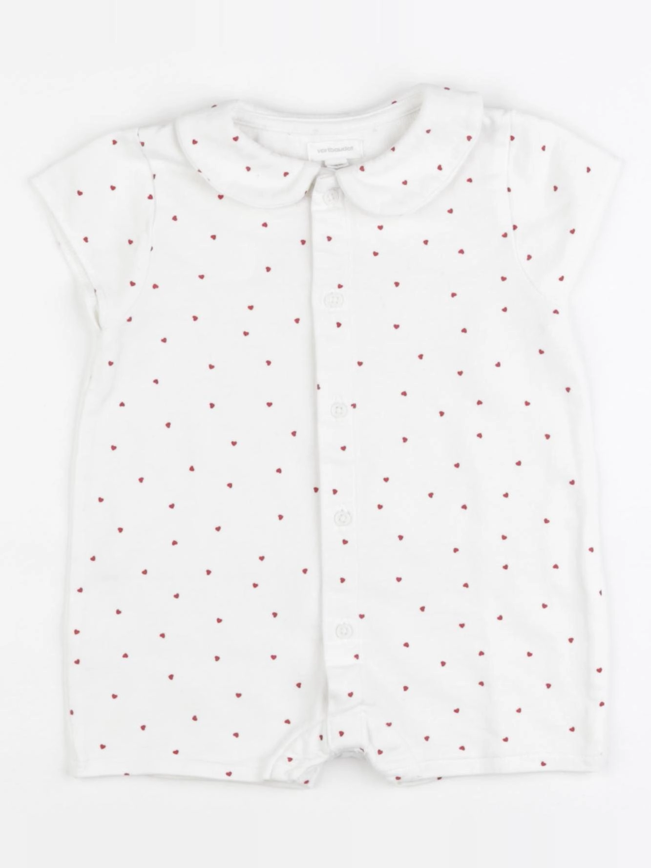 Vertbaudet - pyjama coton blanc, rouge - 12 mois