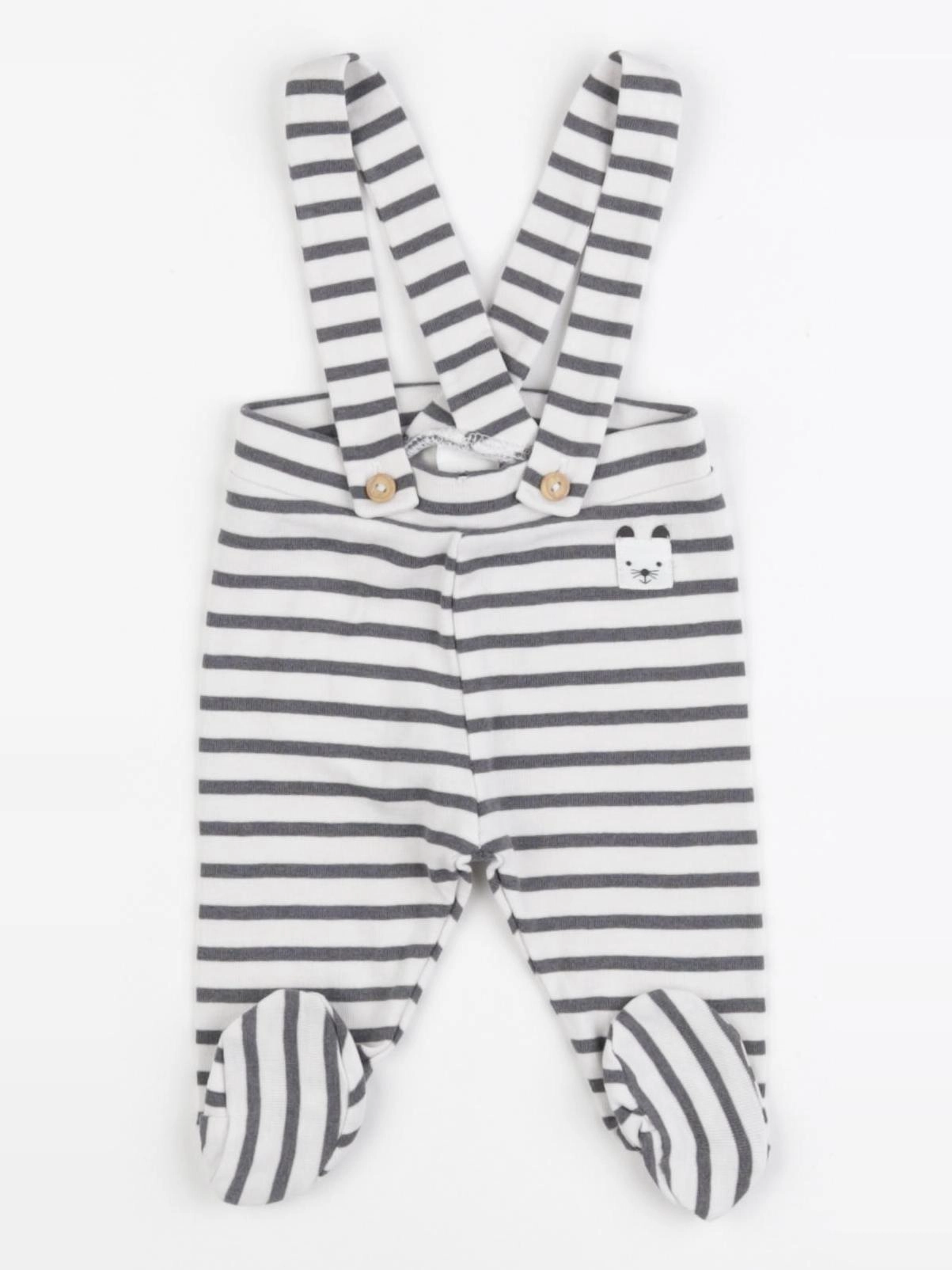 H&M - pyjama coton blanc, gris - 0/1 mois