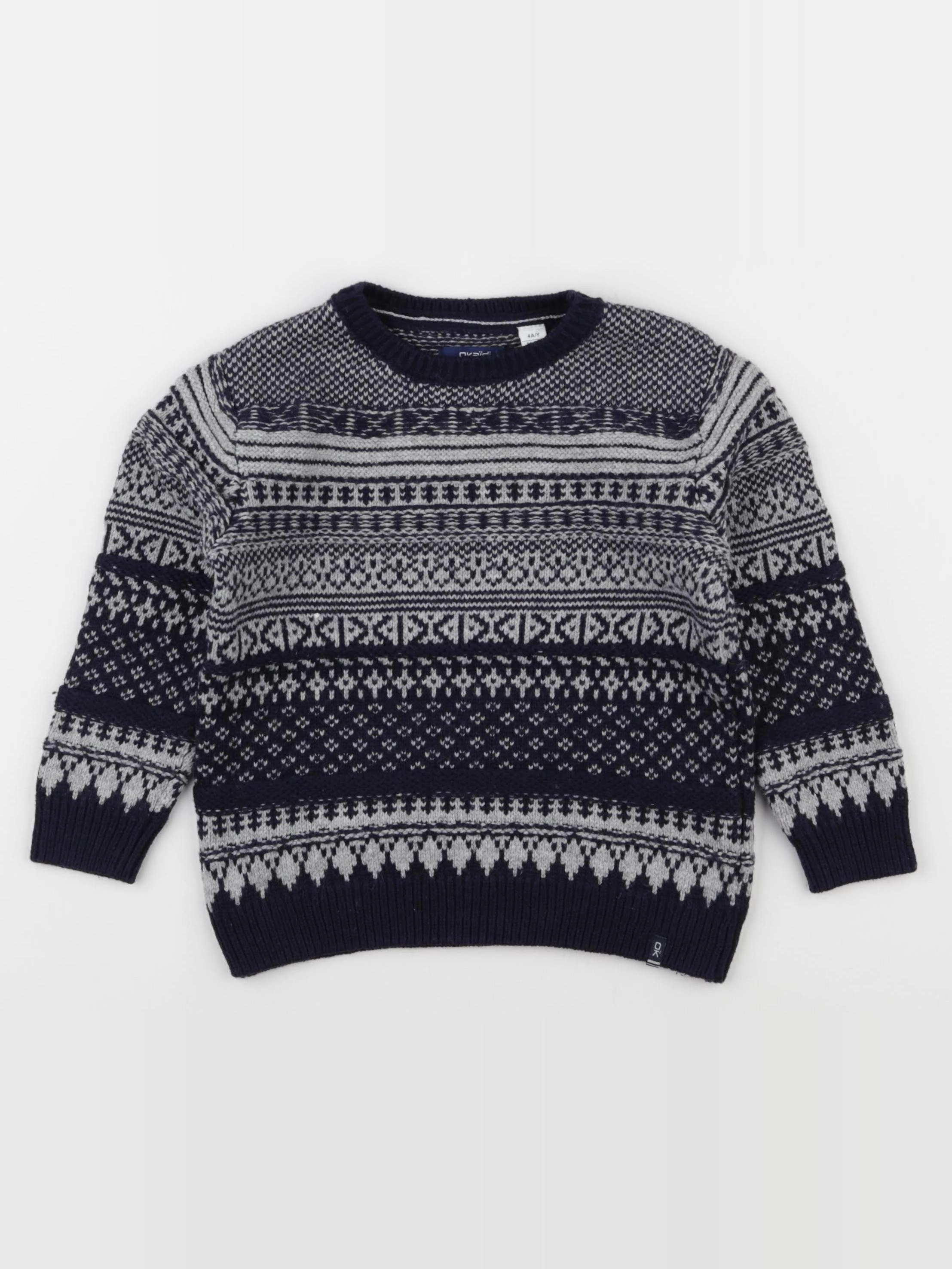 Okaidi - pull bleu, gris - 4 ans