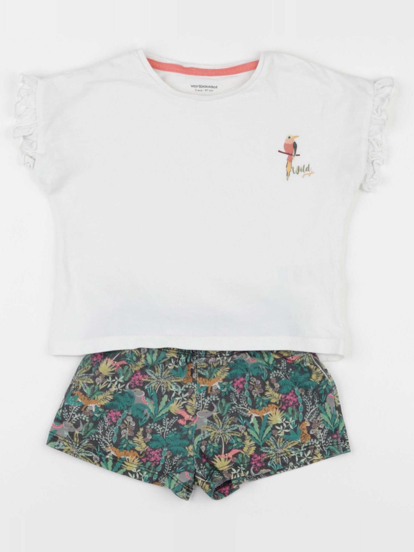 Vertbaudet - pyjama coton blanc, vert - 3 ans