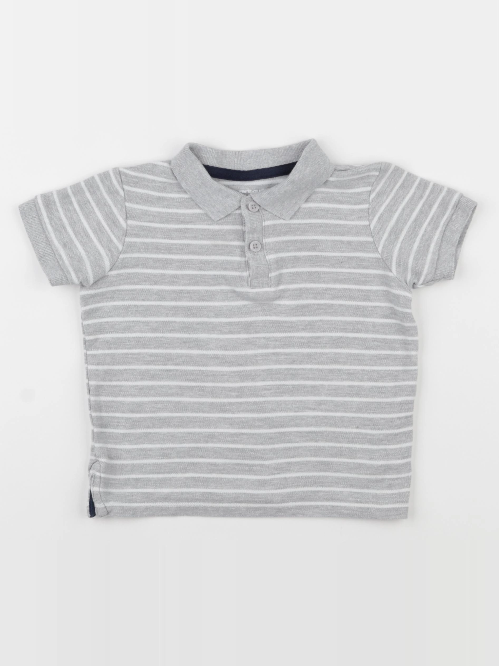 Vertbaudet - polo blanc, gris - 3 ans