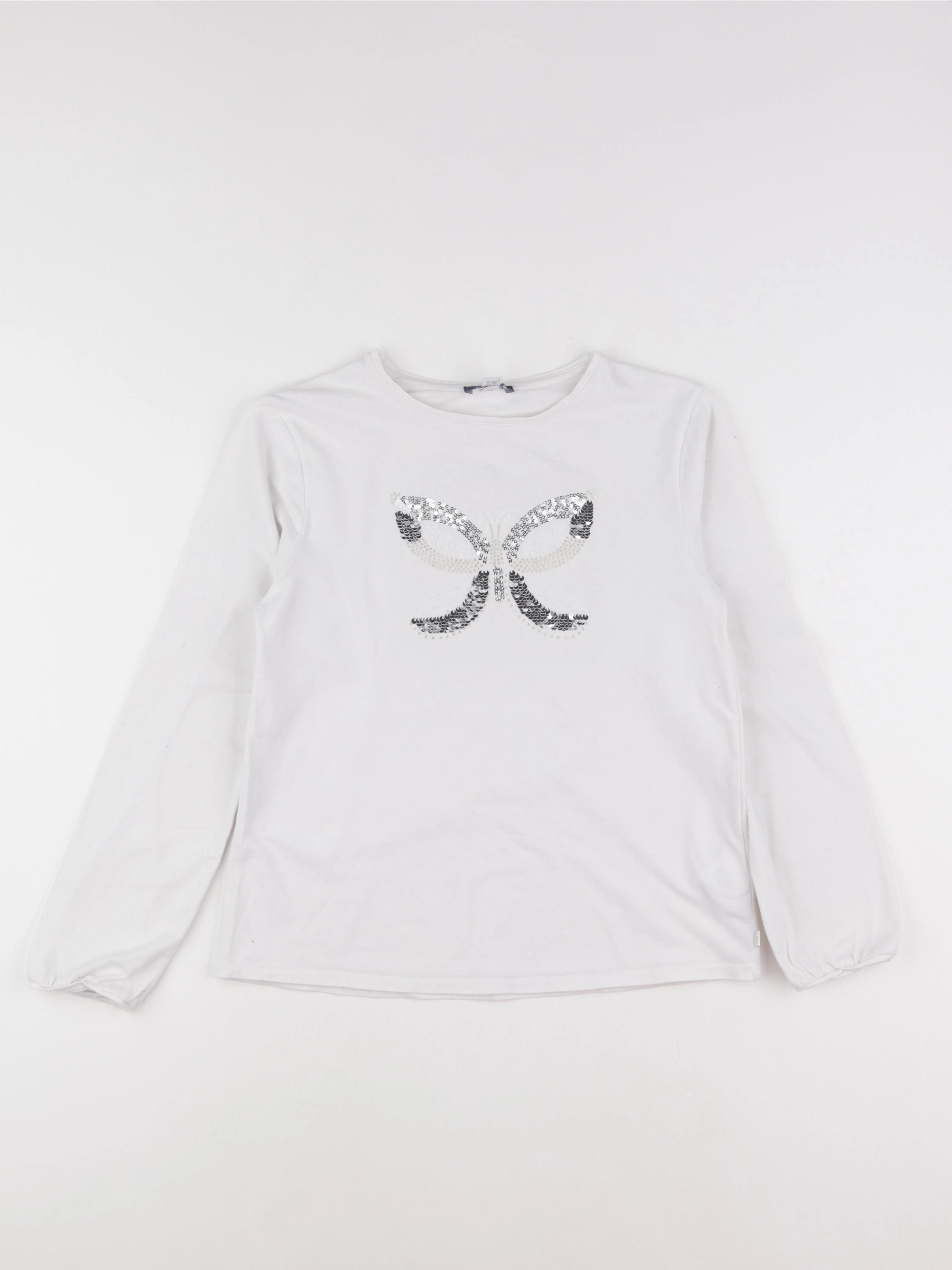 Okaidi - tee-shirt blanc, argent - 12 ans