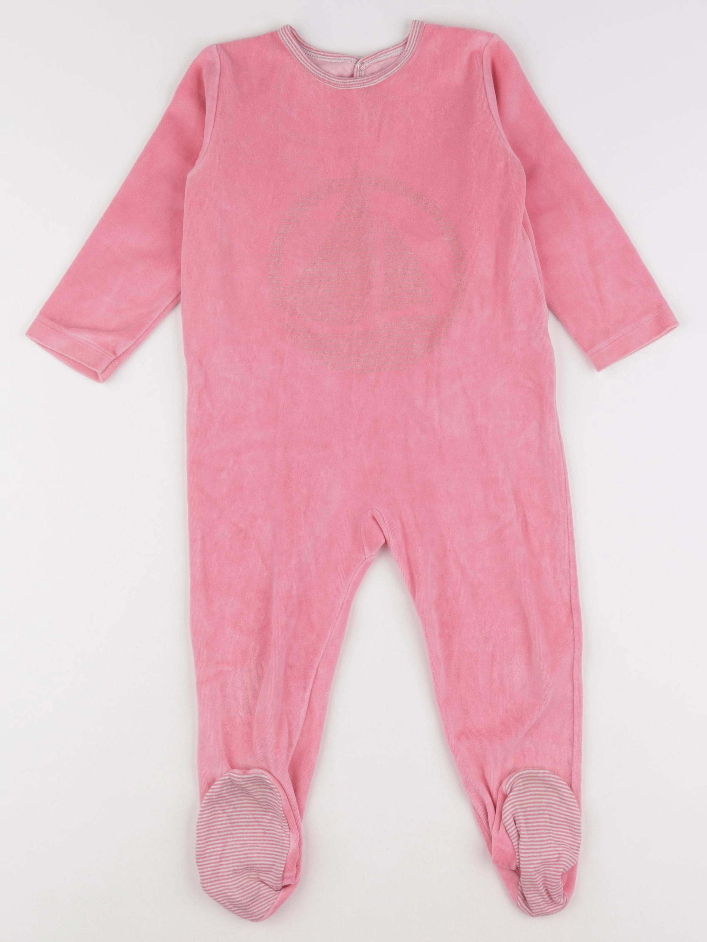 Petit Bateau - pyjama velours rose - 36 mois