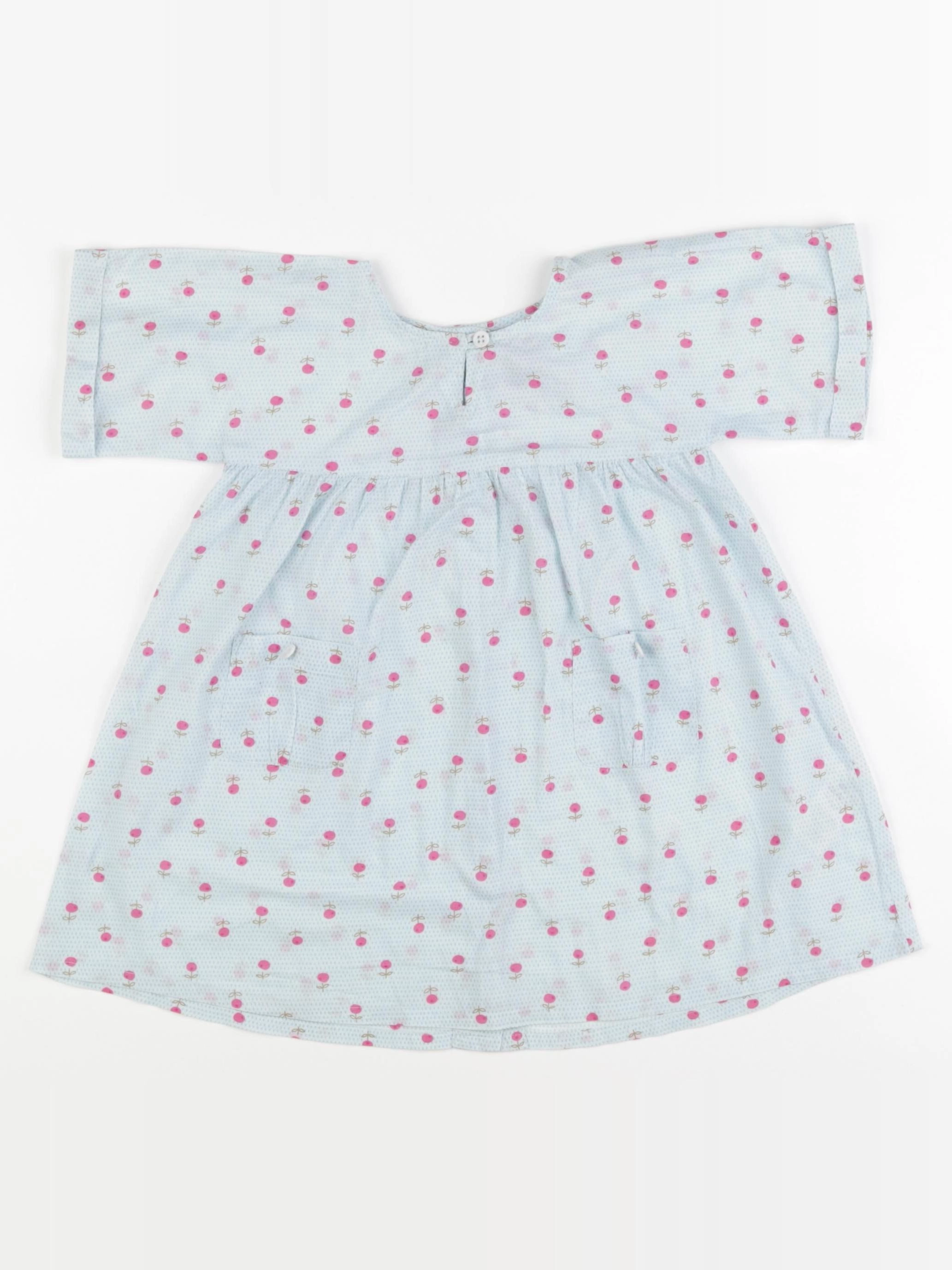 Petit Bateau - robe bleu, rose - 18 mois
