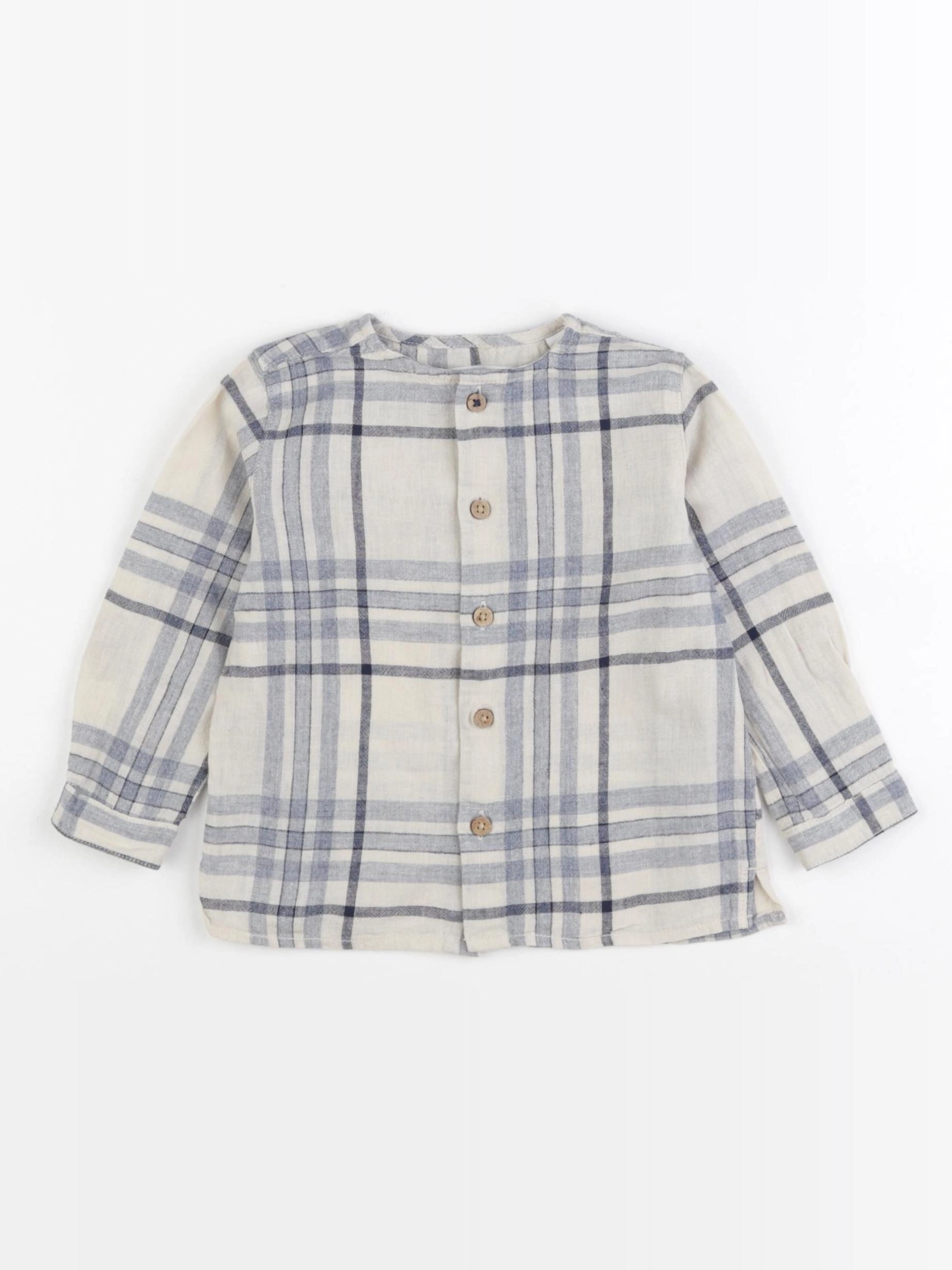 Zara - chemise beige, bleu - 12/18 mois