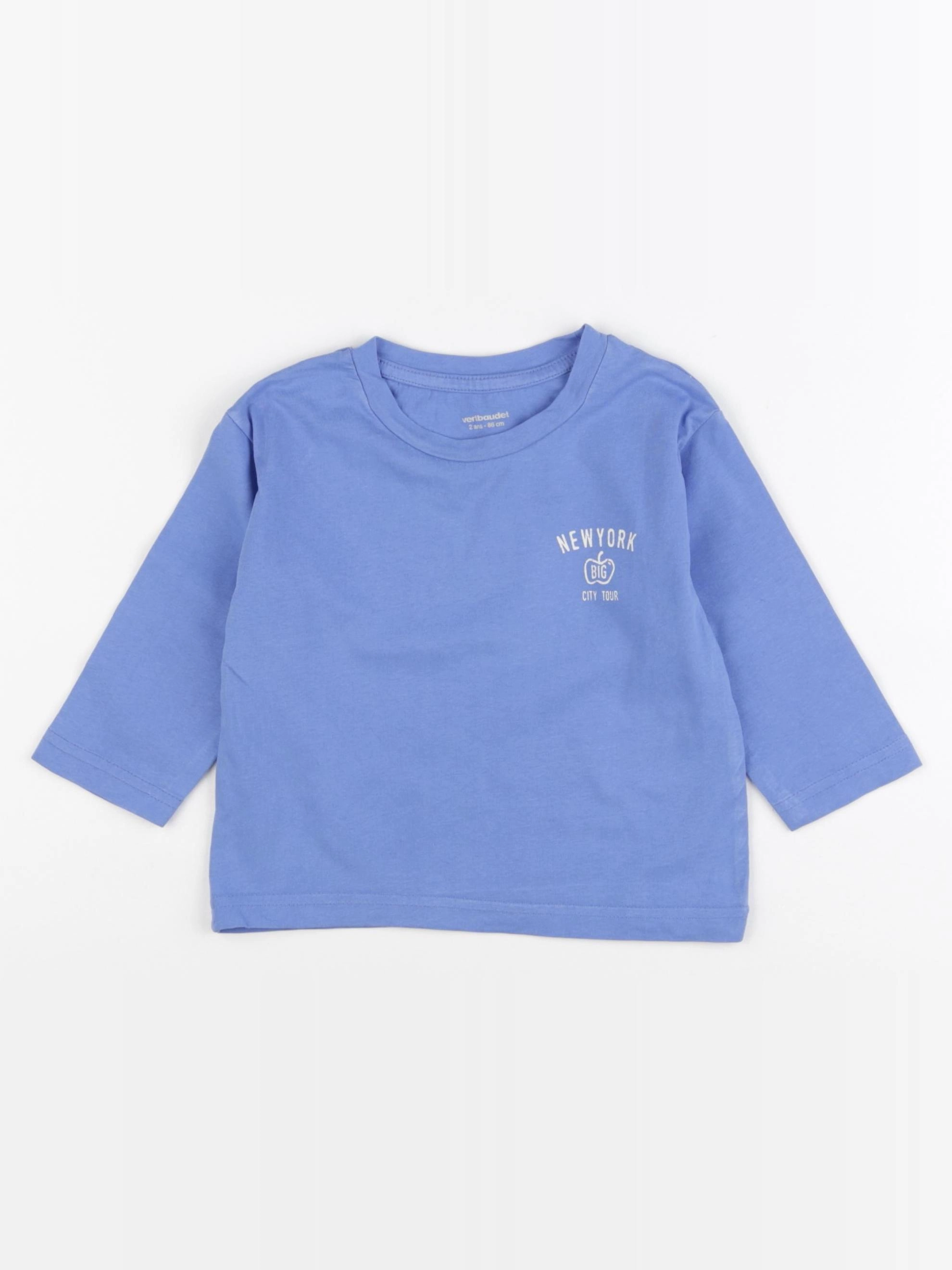 Vertbaudet - tee-shirt imprimé au dos bleu - 2 ans