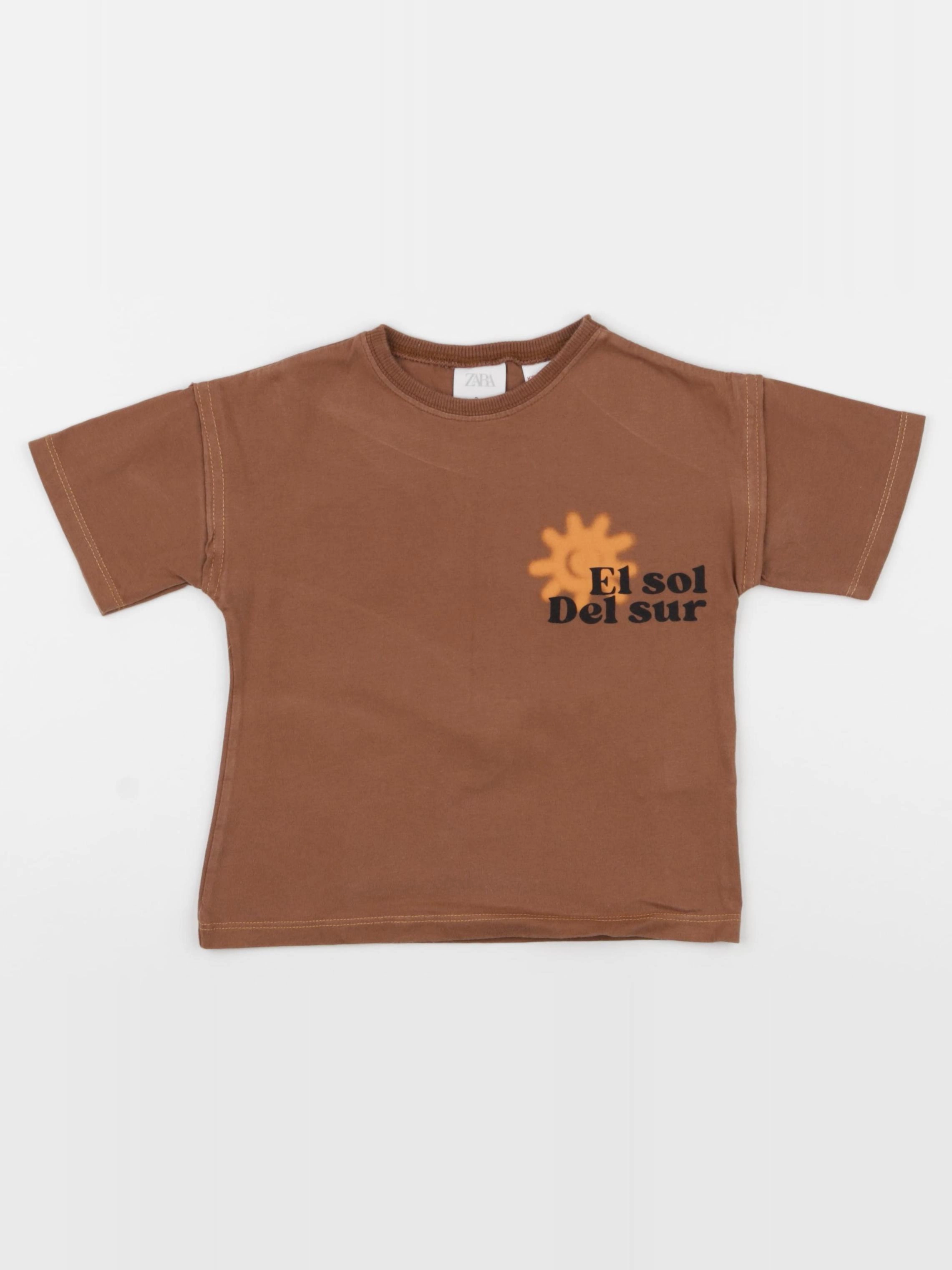 Zara - tee-shirt imprimé au dos marron - 3 ans