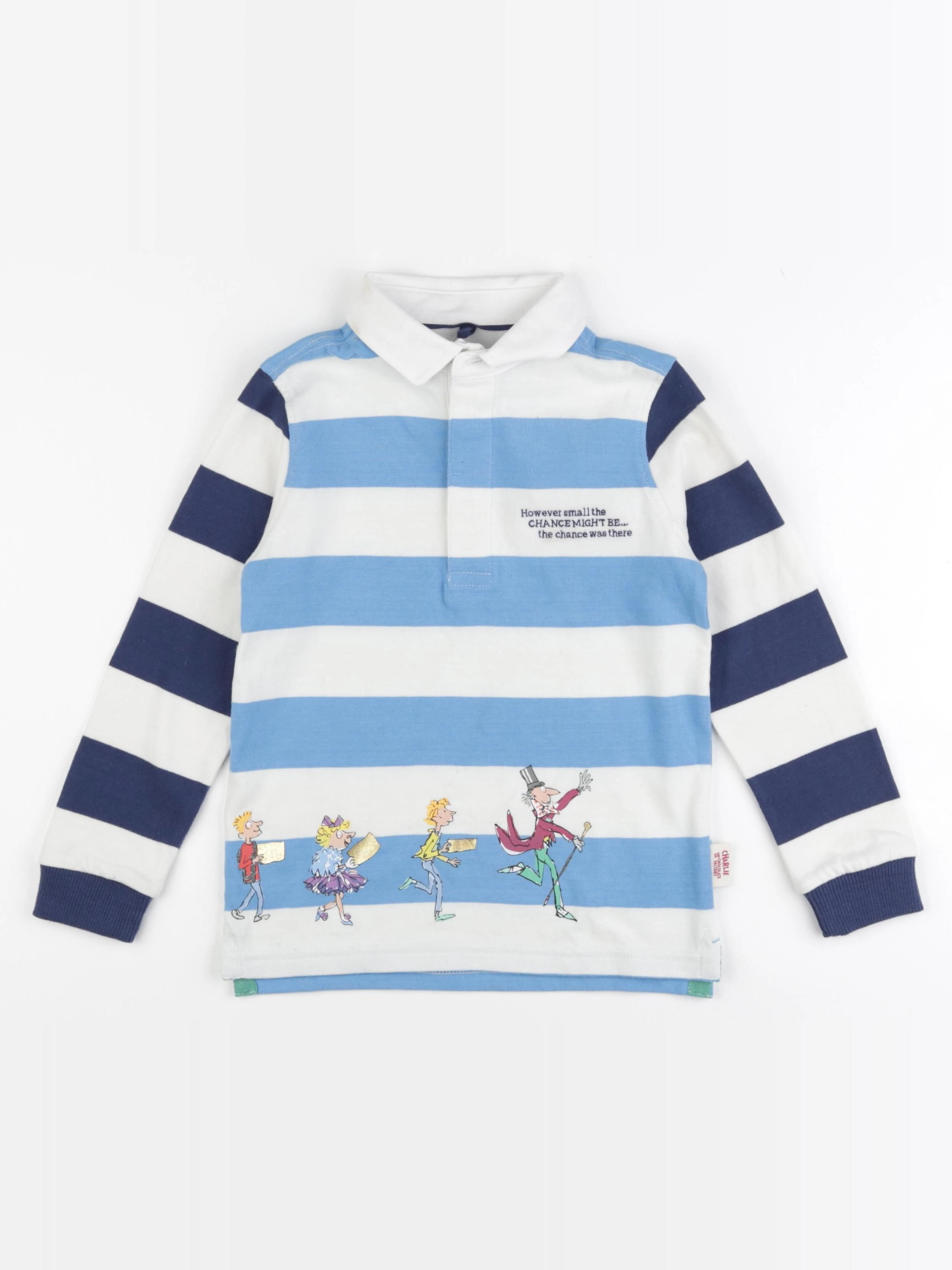 Marks & Spencer  - polo imprimé au dos coton bleu, blanc - 5/6 ans