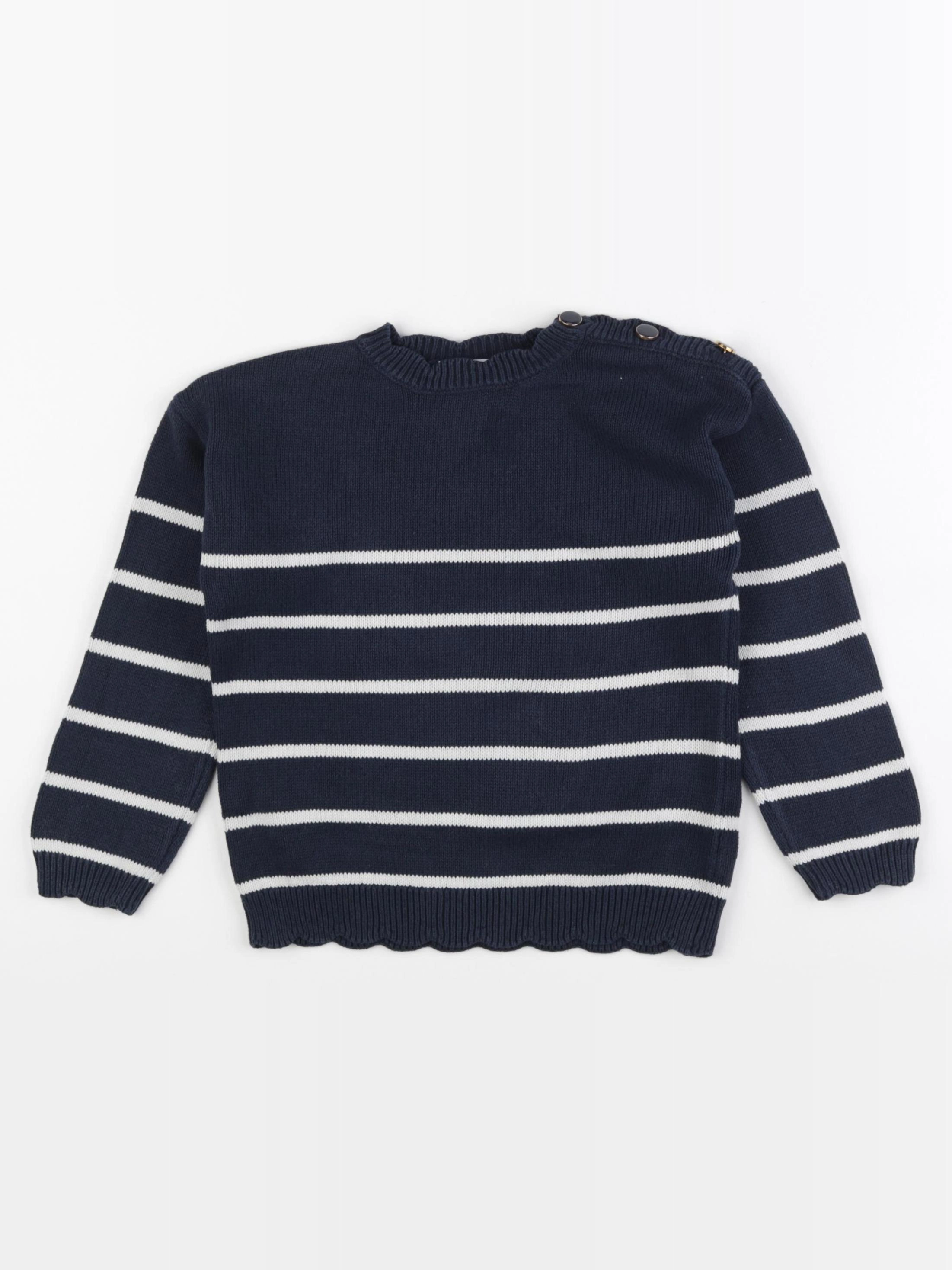 Vertbaudet - pull bleu, blanc - 6 ans