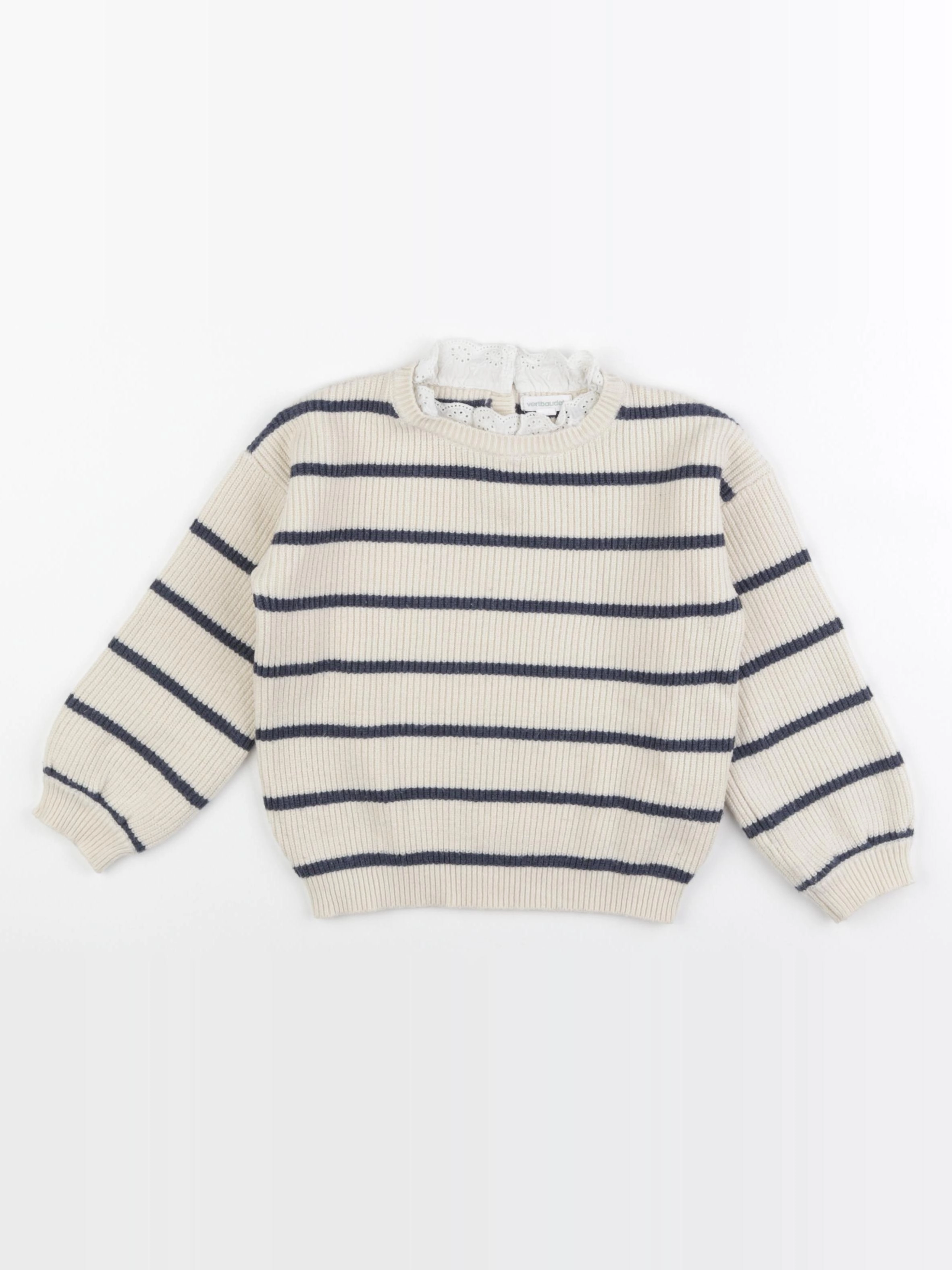 Vertbaudet - pull beige, bleu - 4 ans