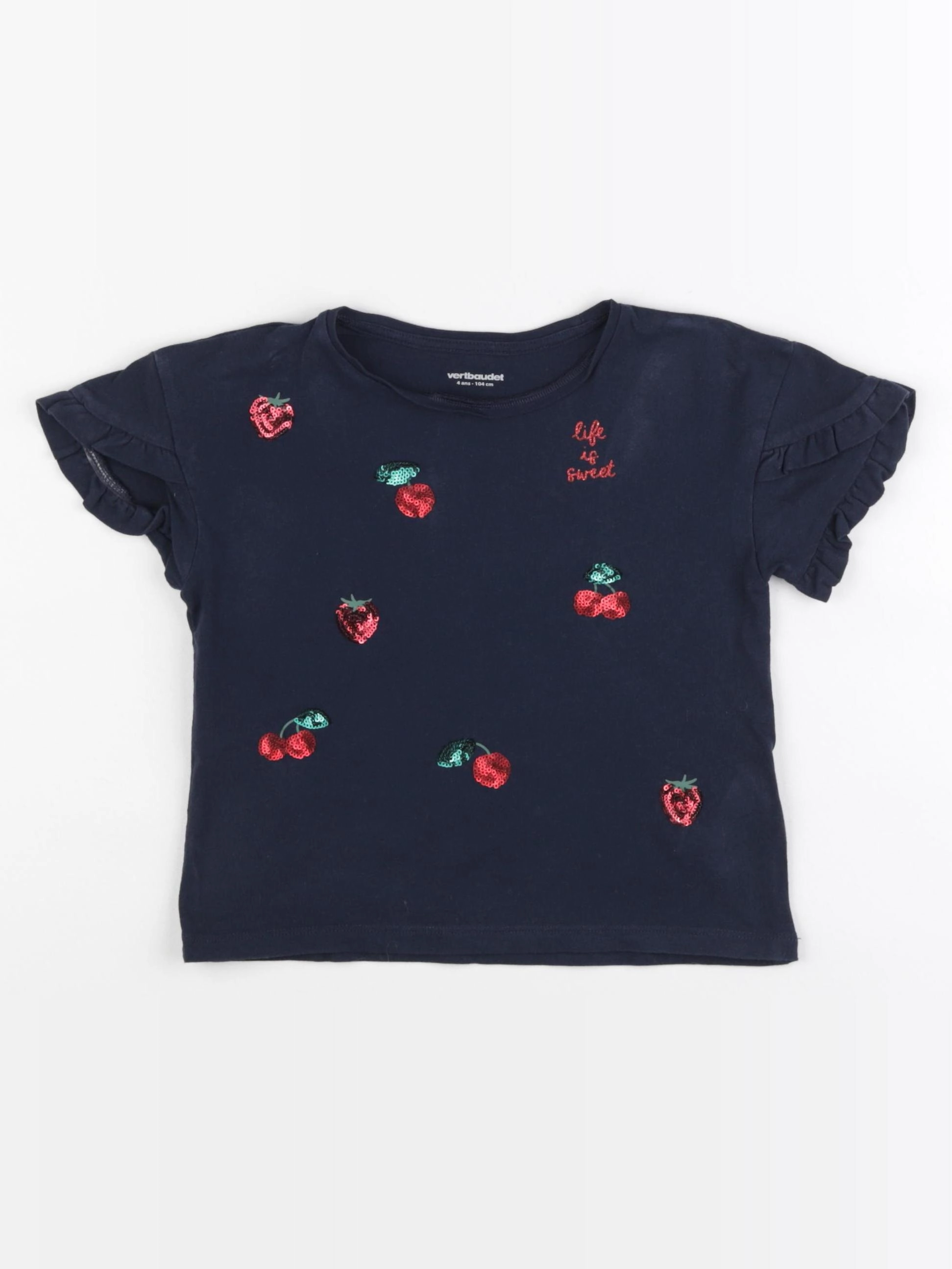 Vertbaudet - tee-shirt bleu - 4 ans