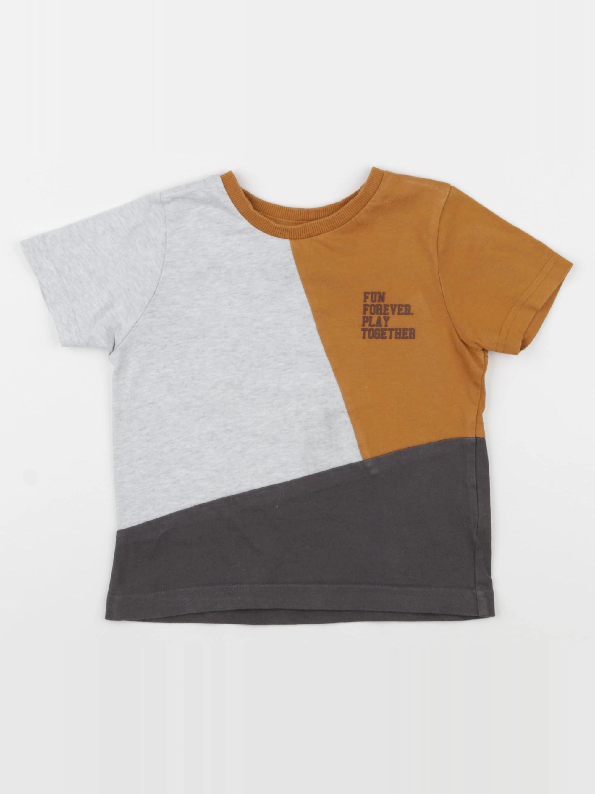 Vertbaudet - tee-shirt gris, marron - 4 ans