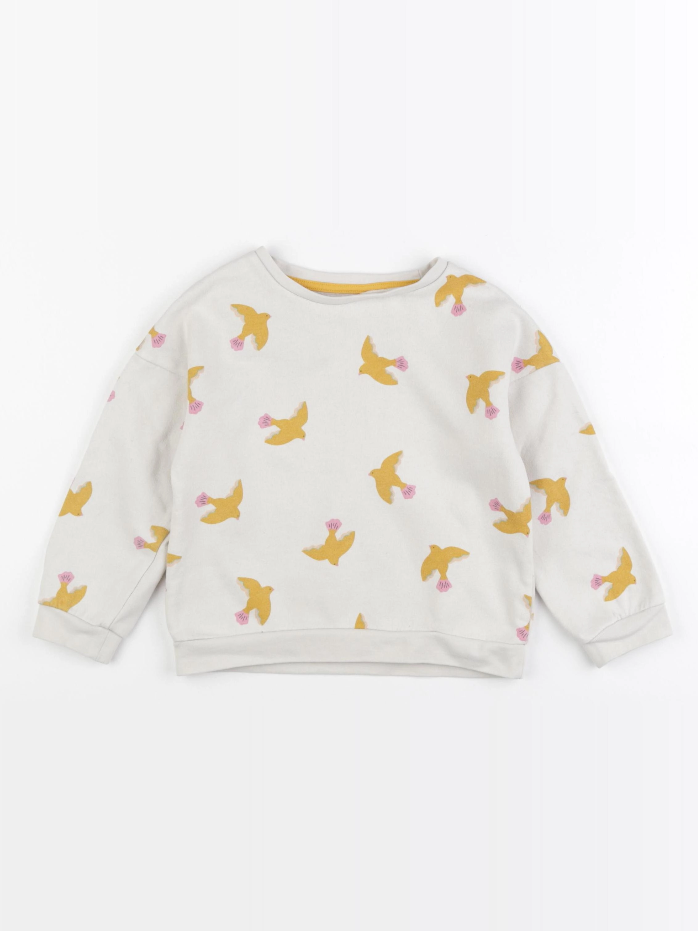 Vertbaudet - sweat beige, jaune - 4 ans
