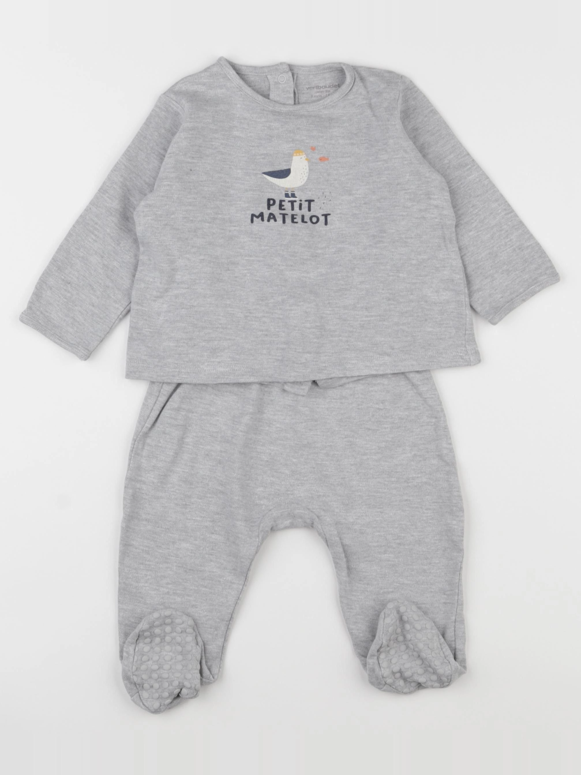 Vertbaudet - pyjama coton gris - 9 mois