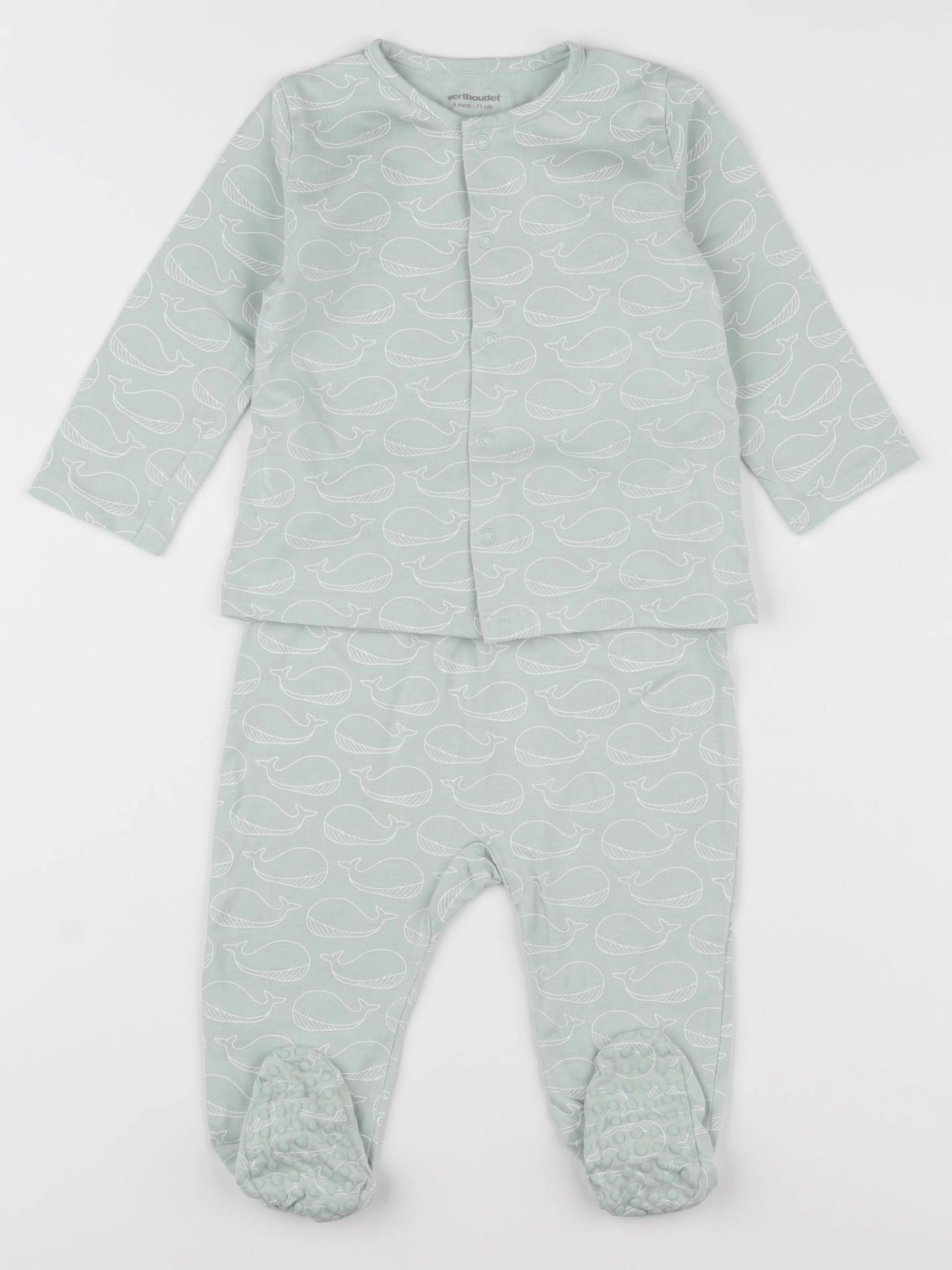 Vertbaudet - pyjama coton vert - 9 mois