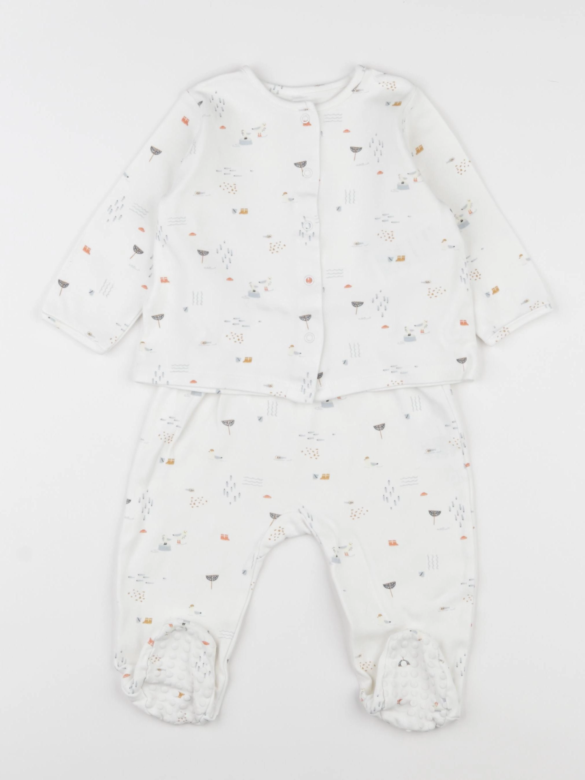 Vertbaudet - pyjama coton blanc - 9 mois