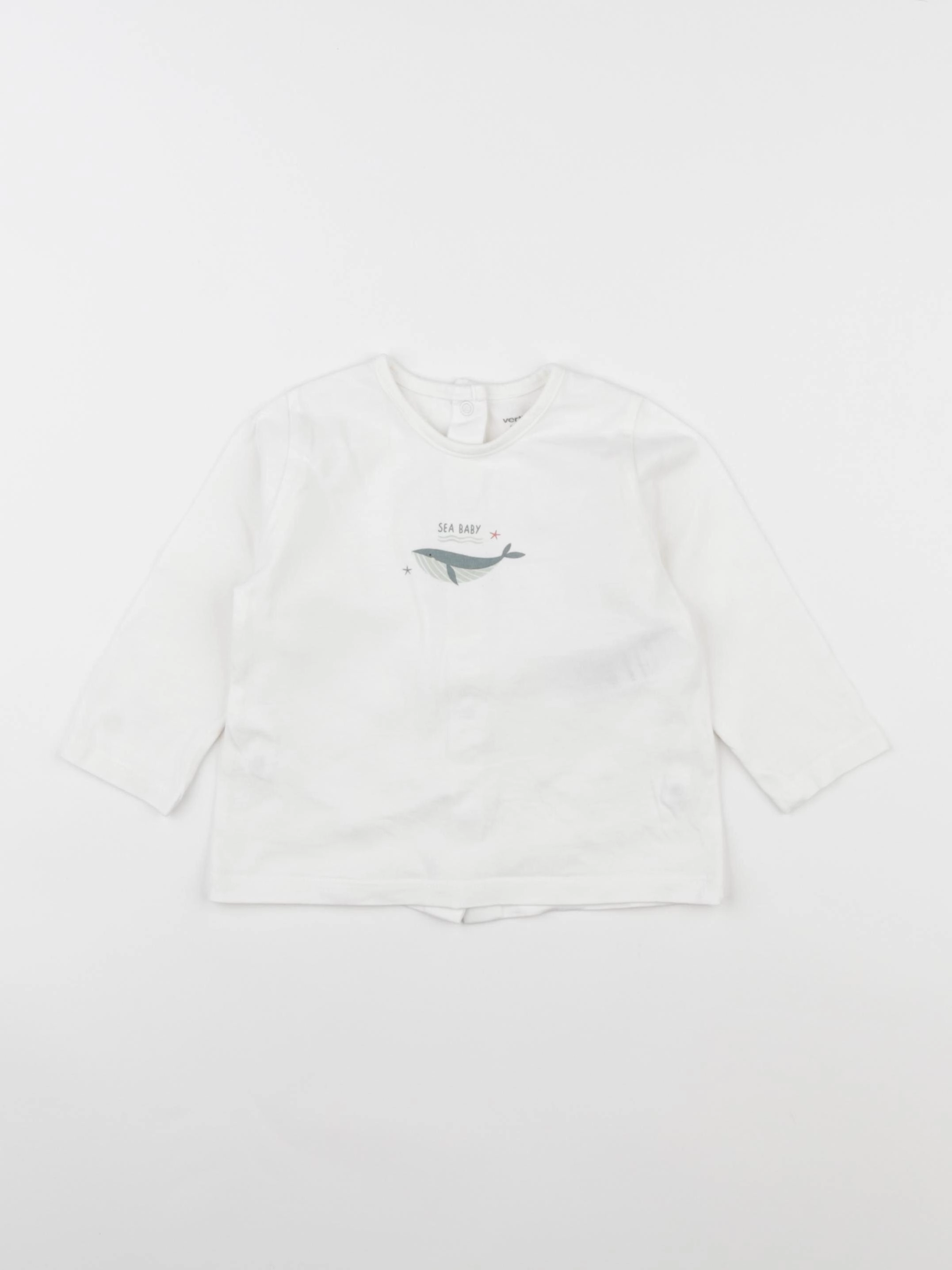 Vertbaudet - tee-shirt blanc - 9 mois