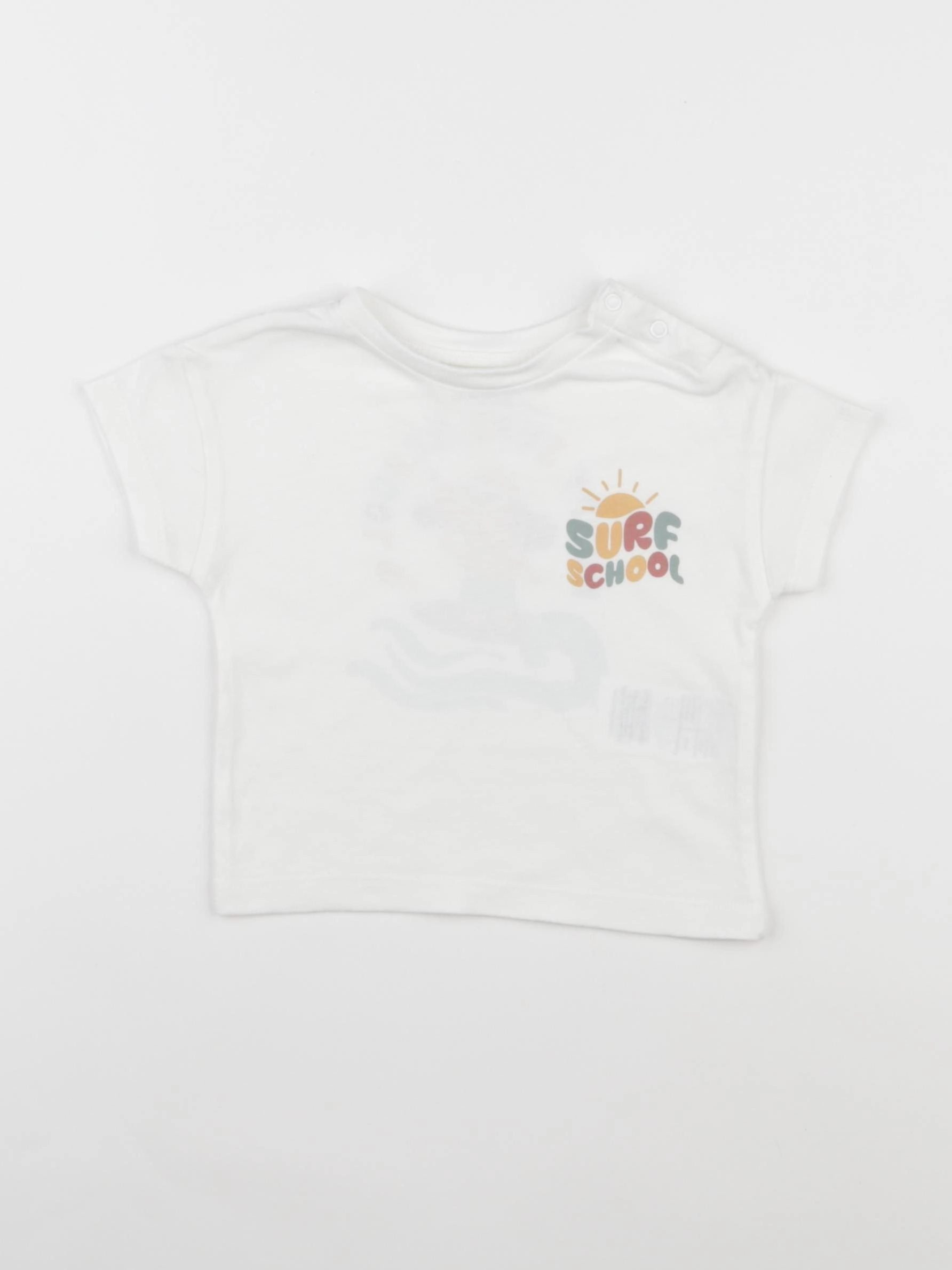 Vertbaudet - tee-shirt imprimé au dos blanc, jaune - 6 mois