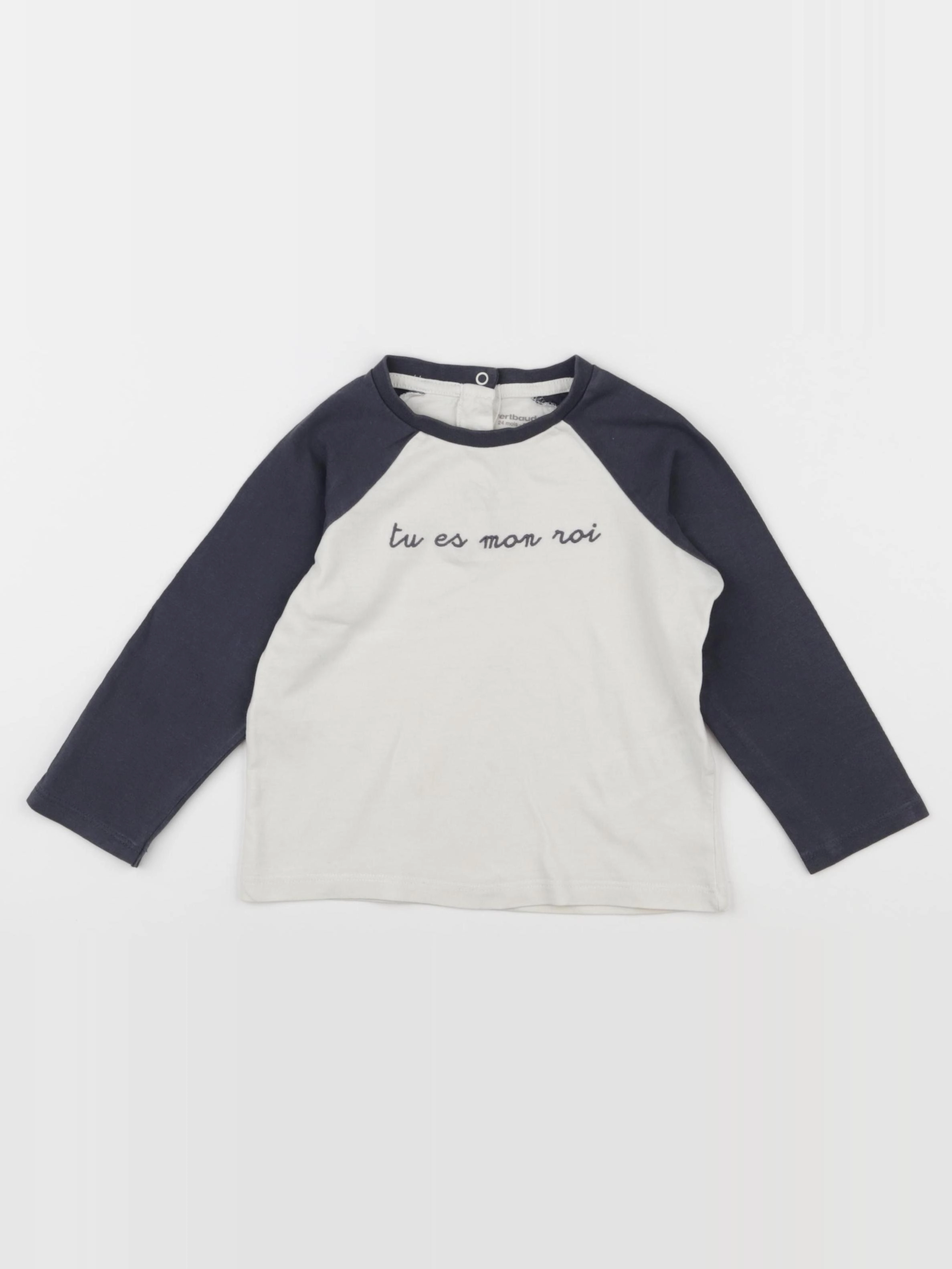 Vertbaudet - tee-shirt bleu, blanc - 24 mois
