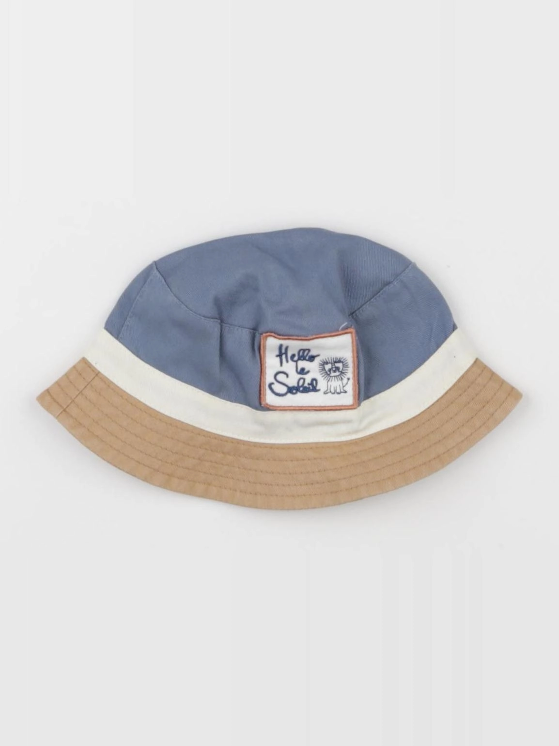 Vertbaudet - chapeau beige, bleu, marron - 3/6 mois