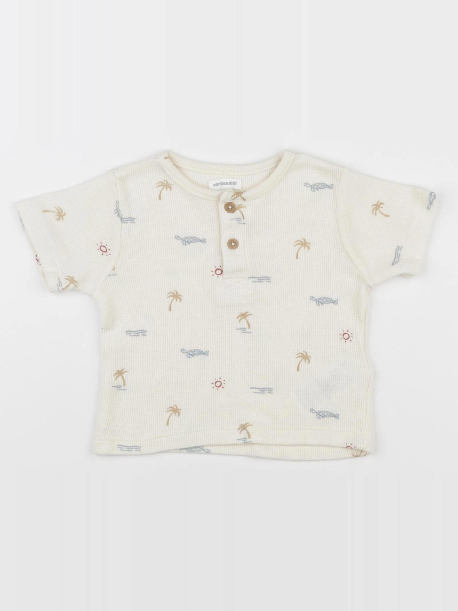 Vertbaudet - tee-shirt beige - 9 mois