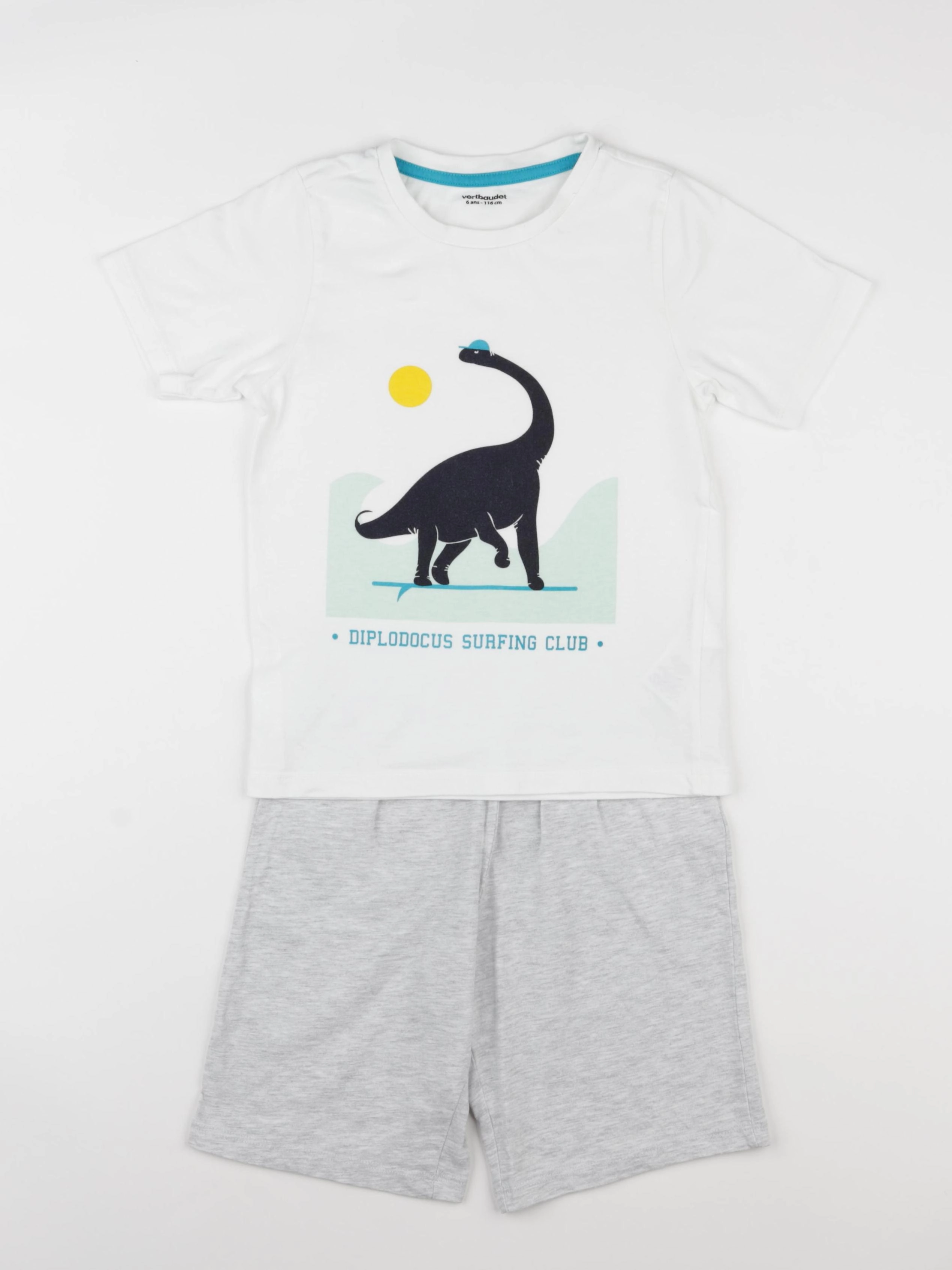 Vertbaudet - pyjama coton gris, blanc - 6 ans