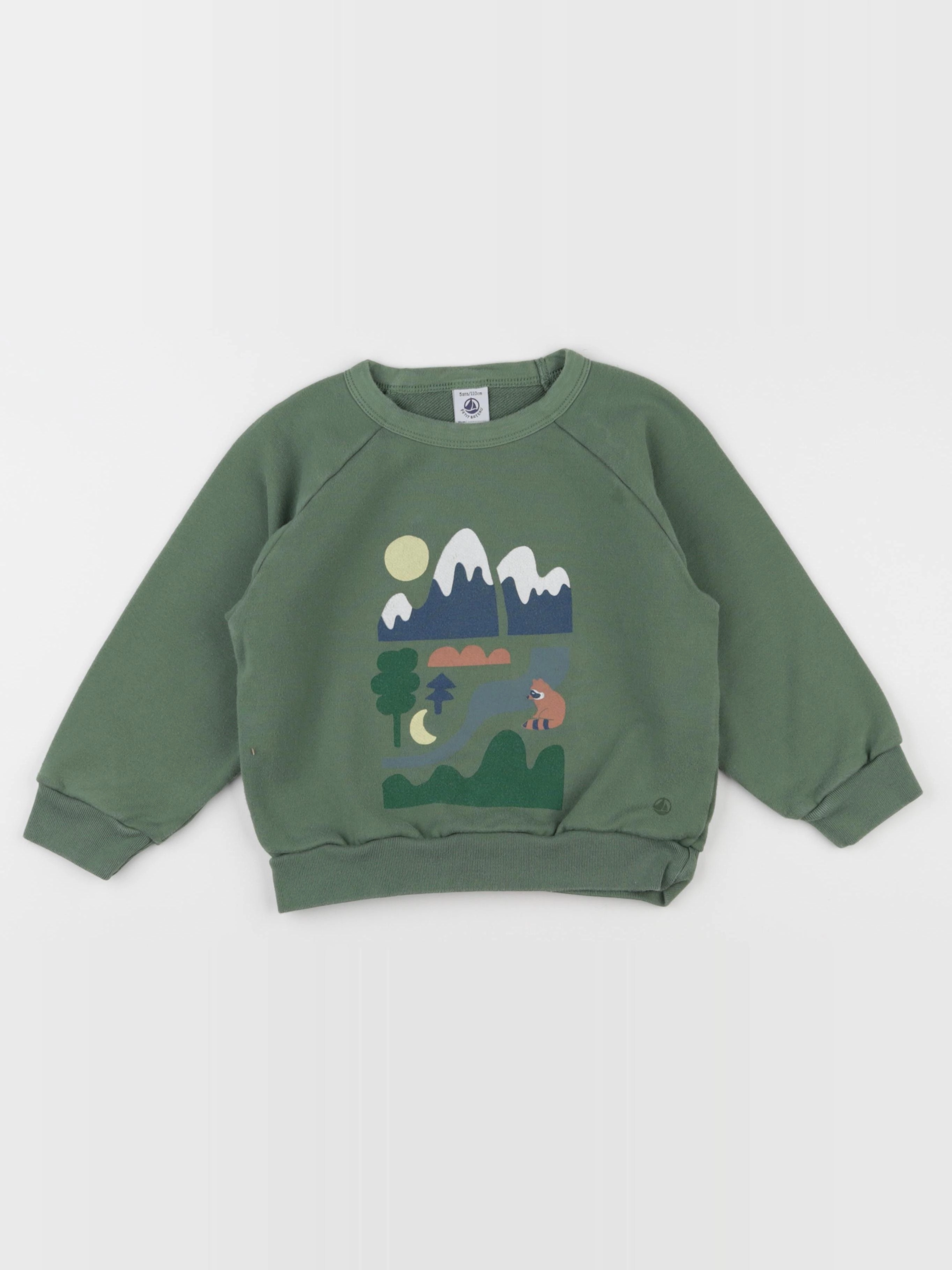 Petit Bateau - sweat vert - 5 ans