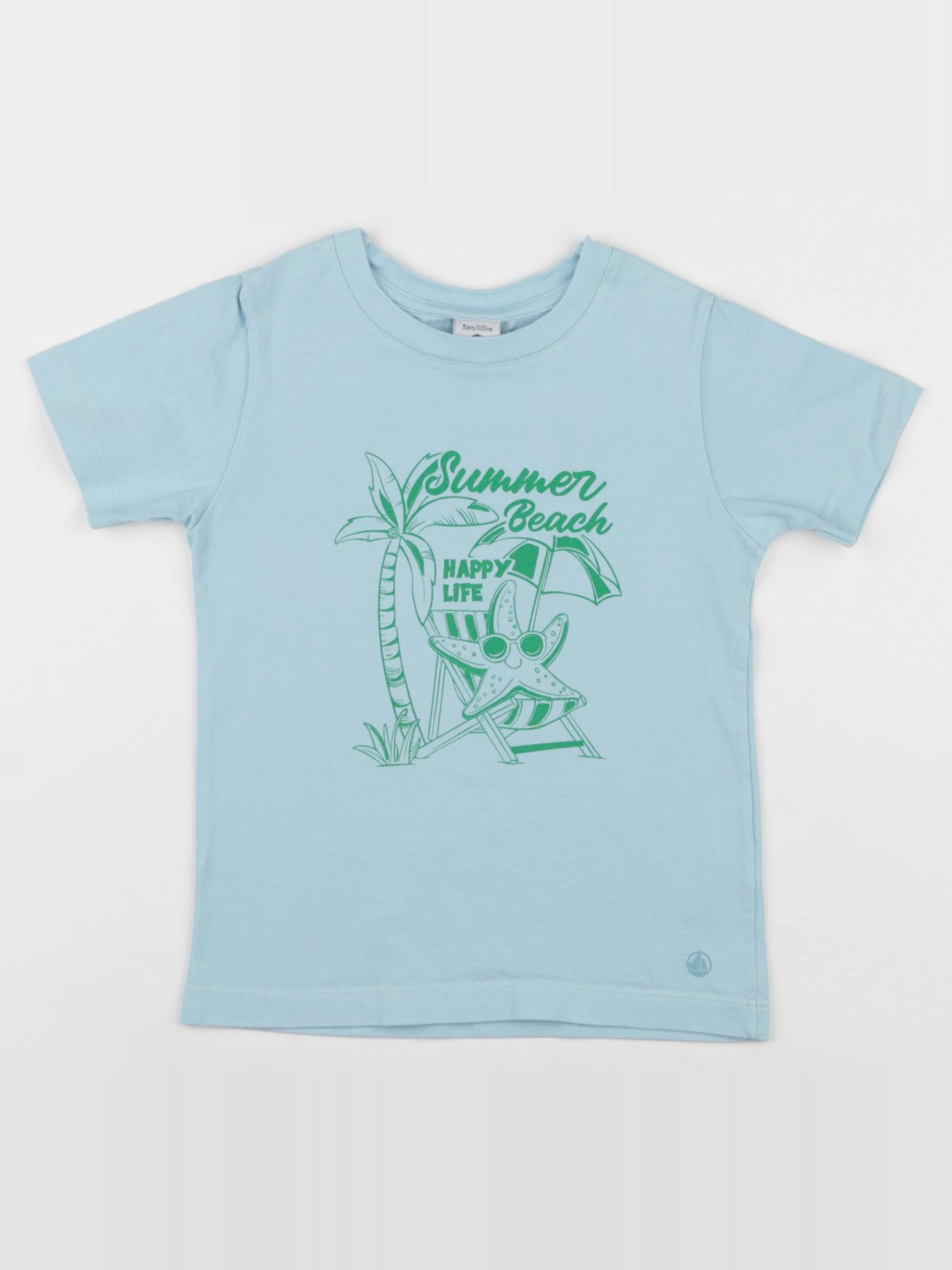 Petit Bateau - tee-shirt bleu - 5 ans