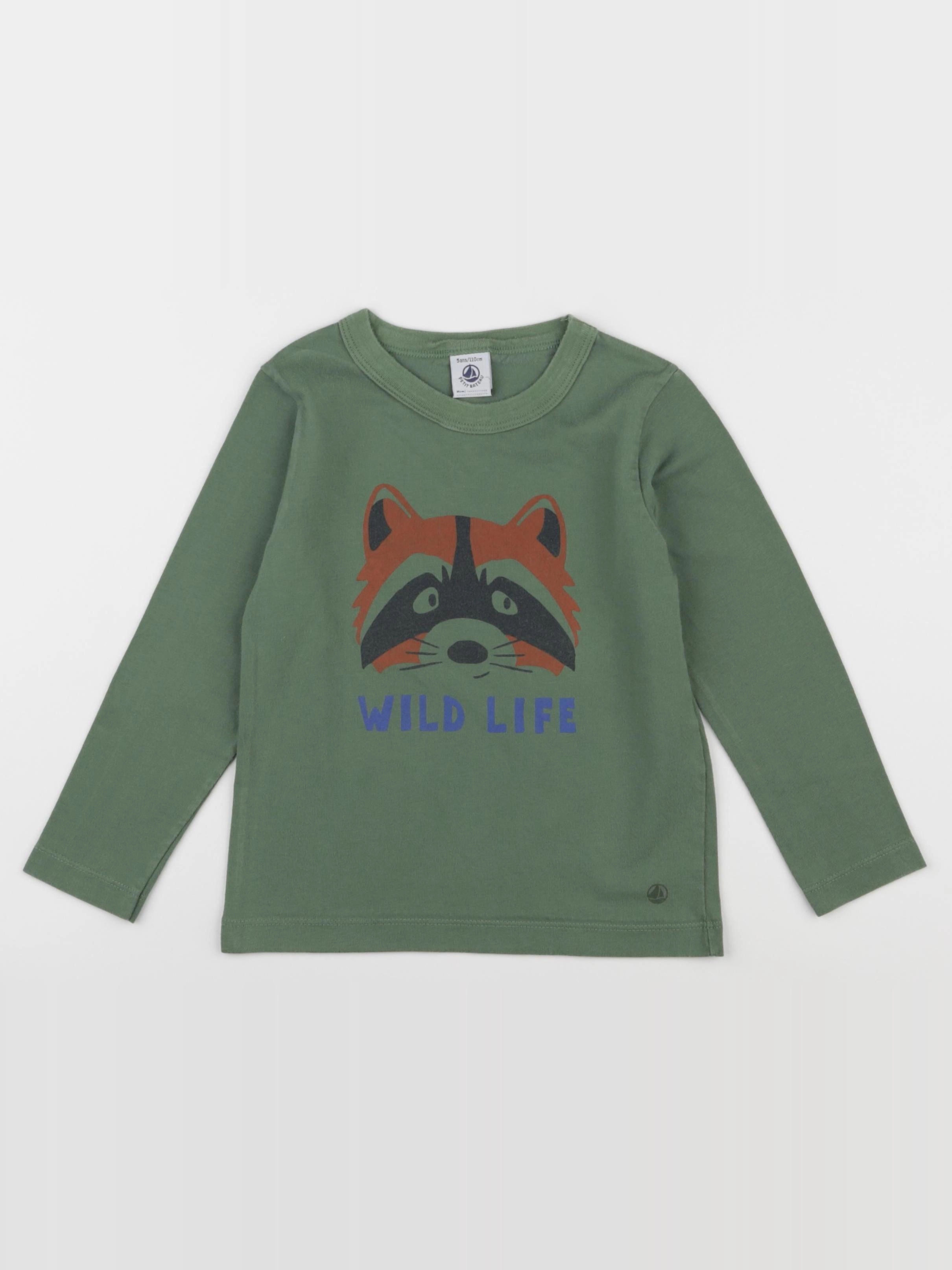 Petit Bateau - tee-shirt vert - 5 ans