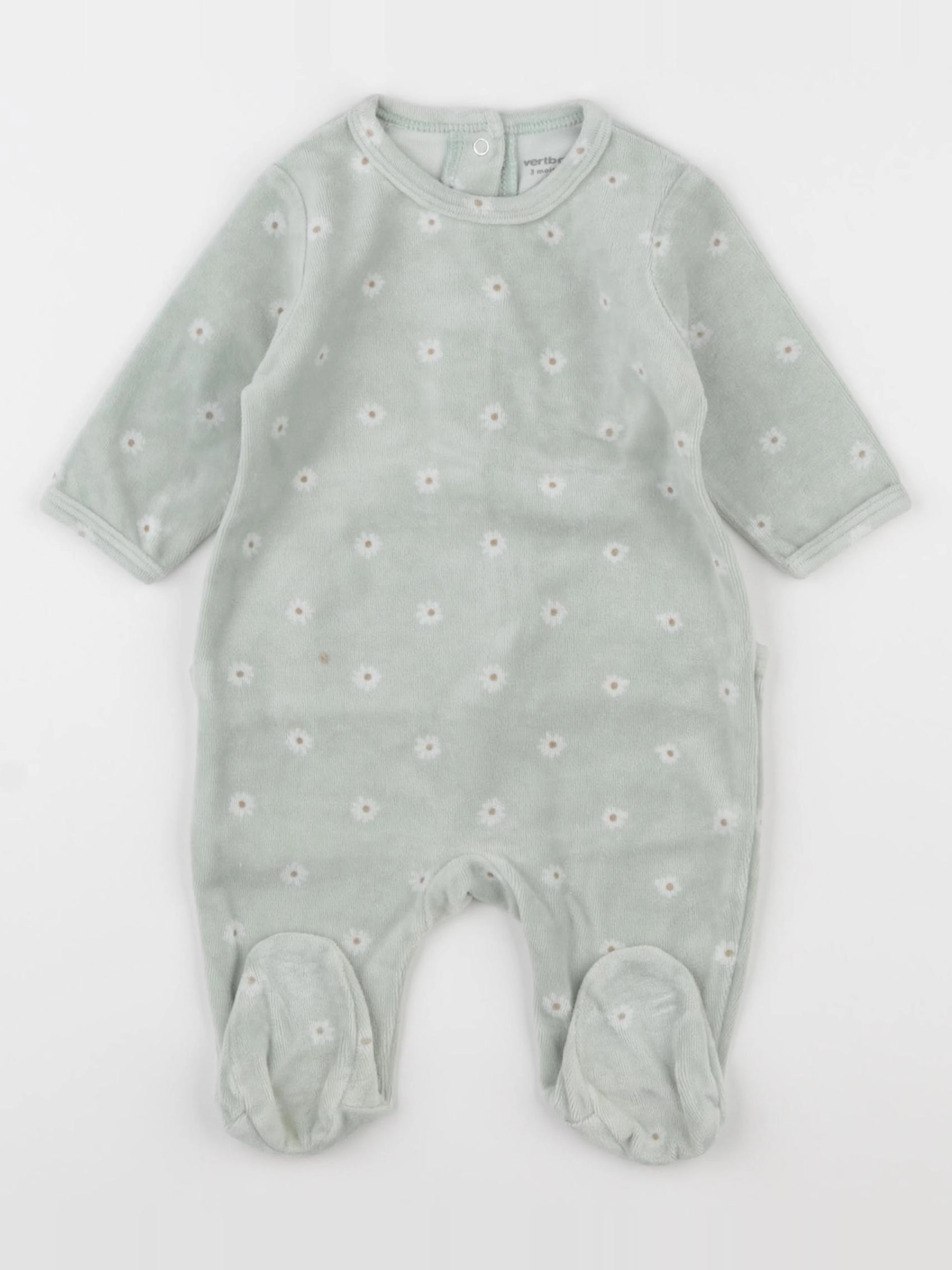 Vertbaudet - pyjama velours vert - 3 mois
