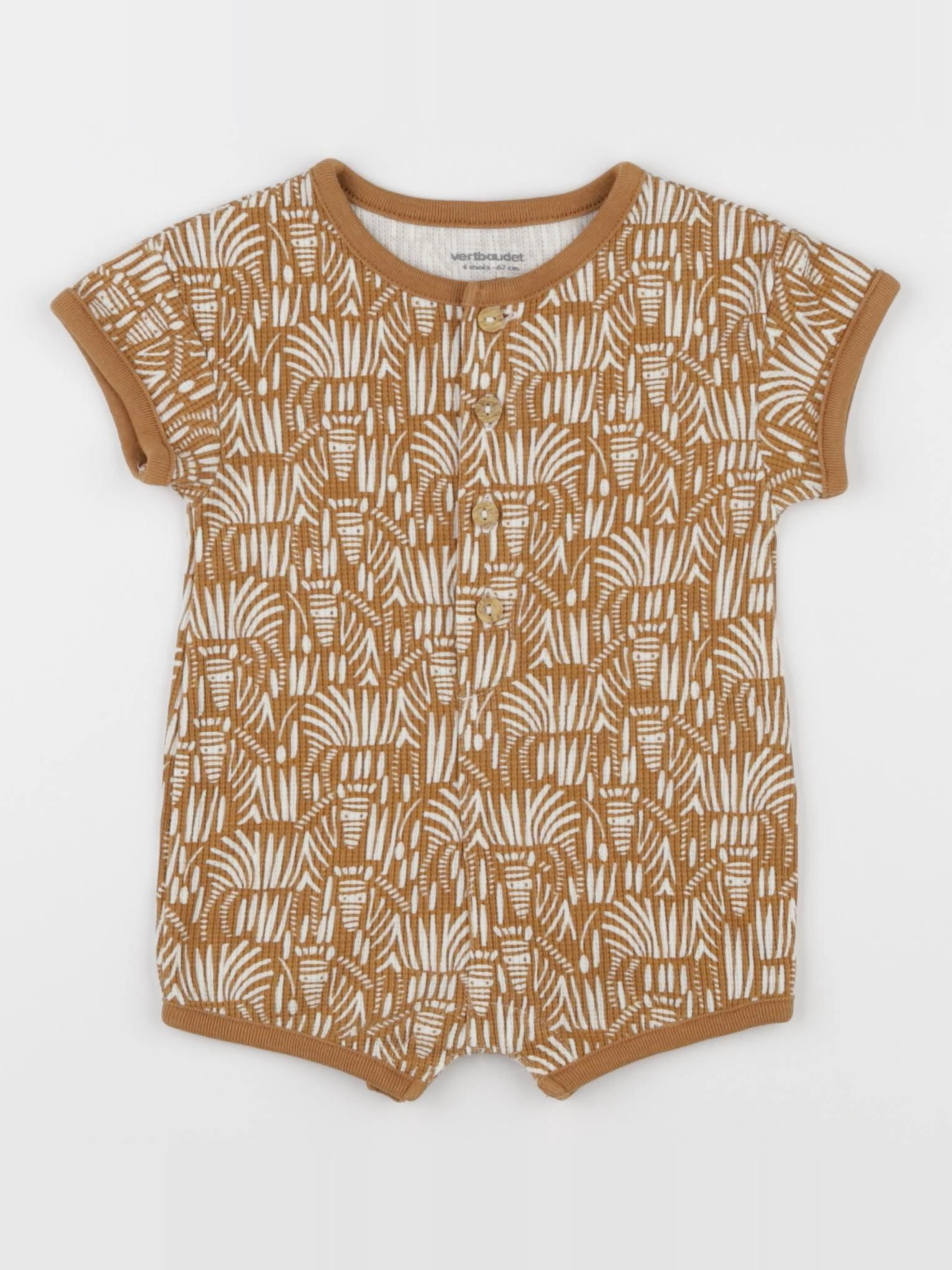 Vertbaudet - combinaison marron, blanc - 6 mois