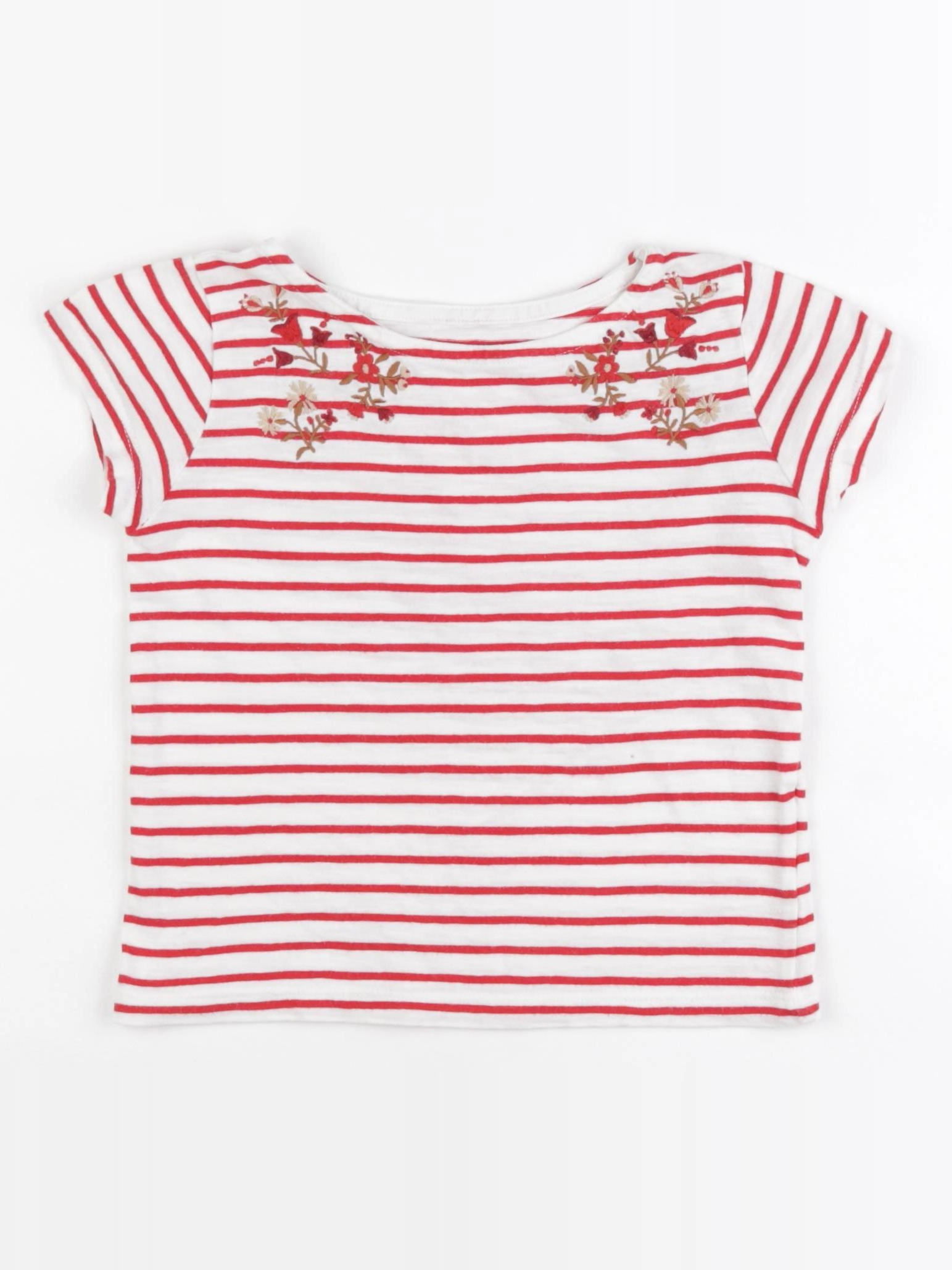 Monoprix - tee-shirt blanc, rouge - 3 ans