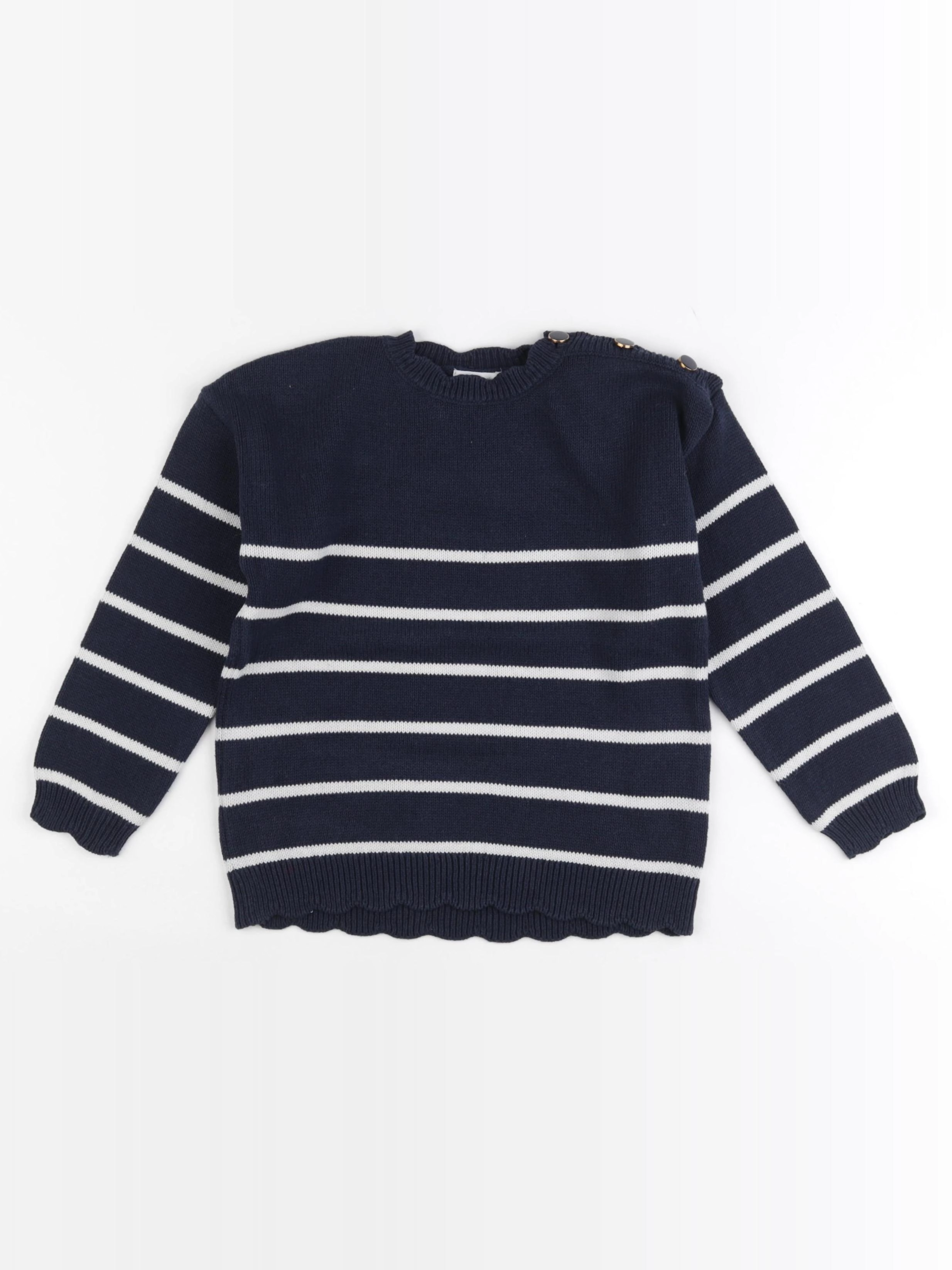 Vertbaudet - pull bleu, blanc - 6 ans