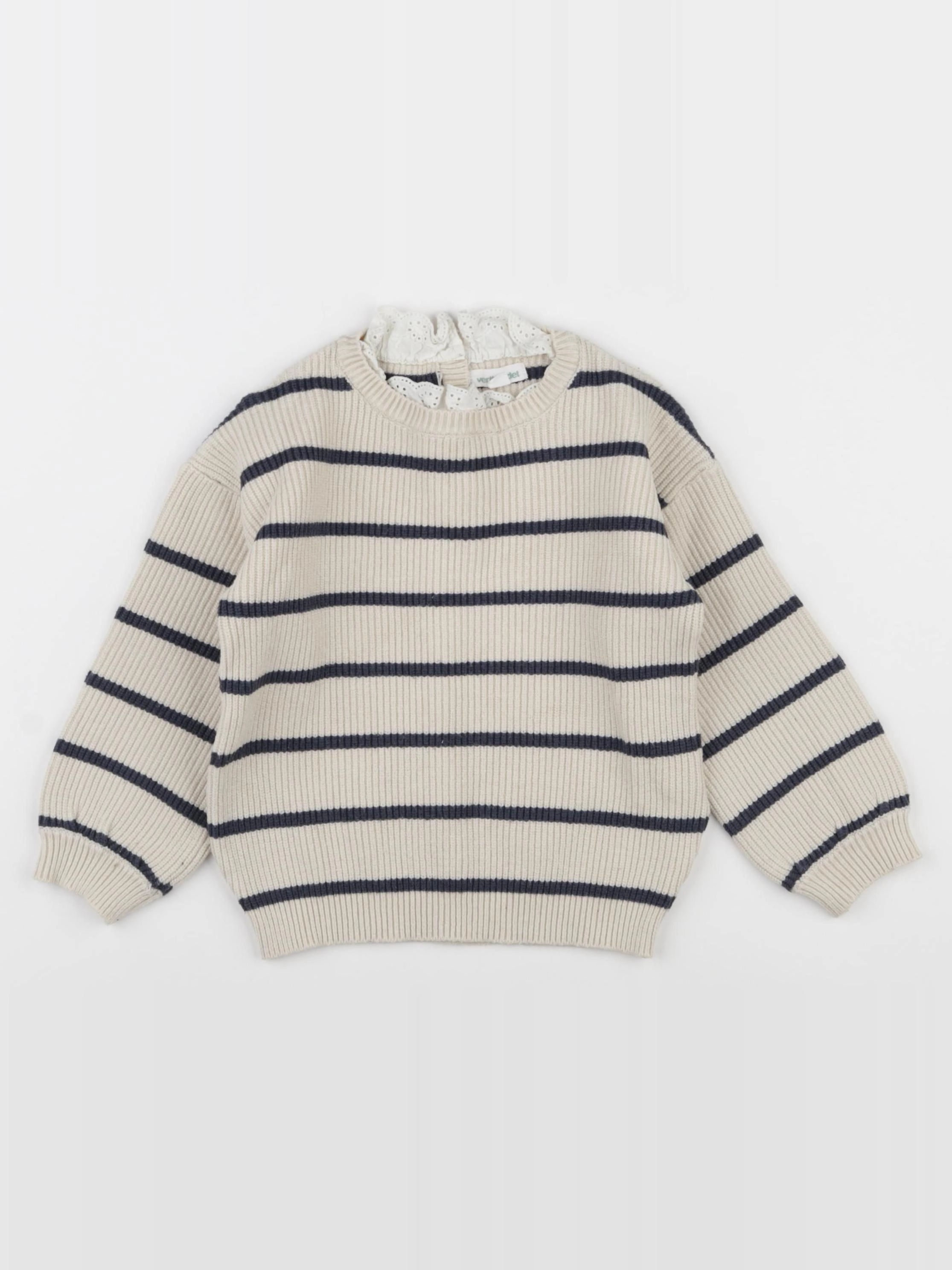 Vertbaudet - pull beige, bleu - 4 ans