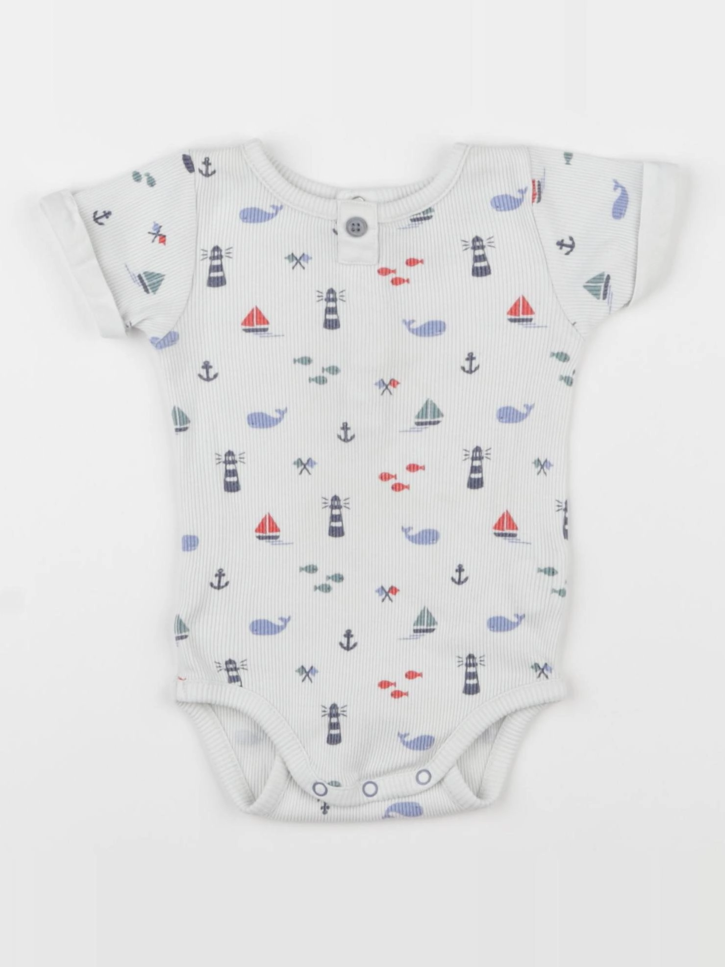 Boutchou - body blanc, bleu - 12 mois