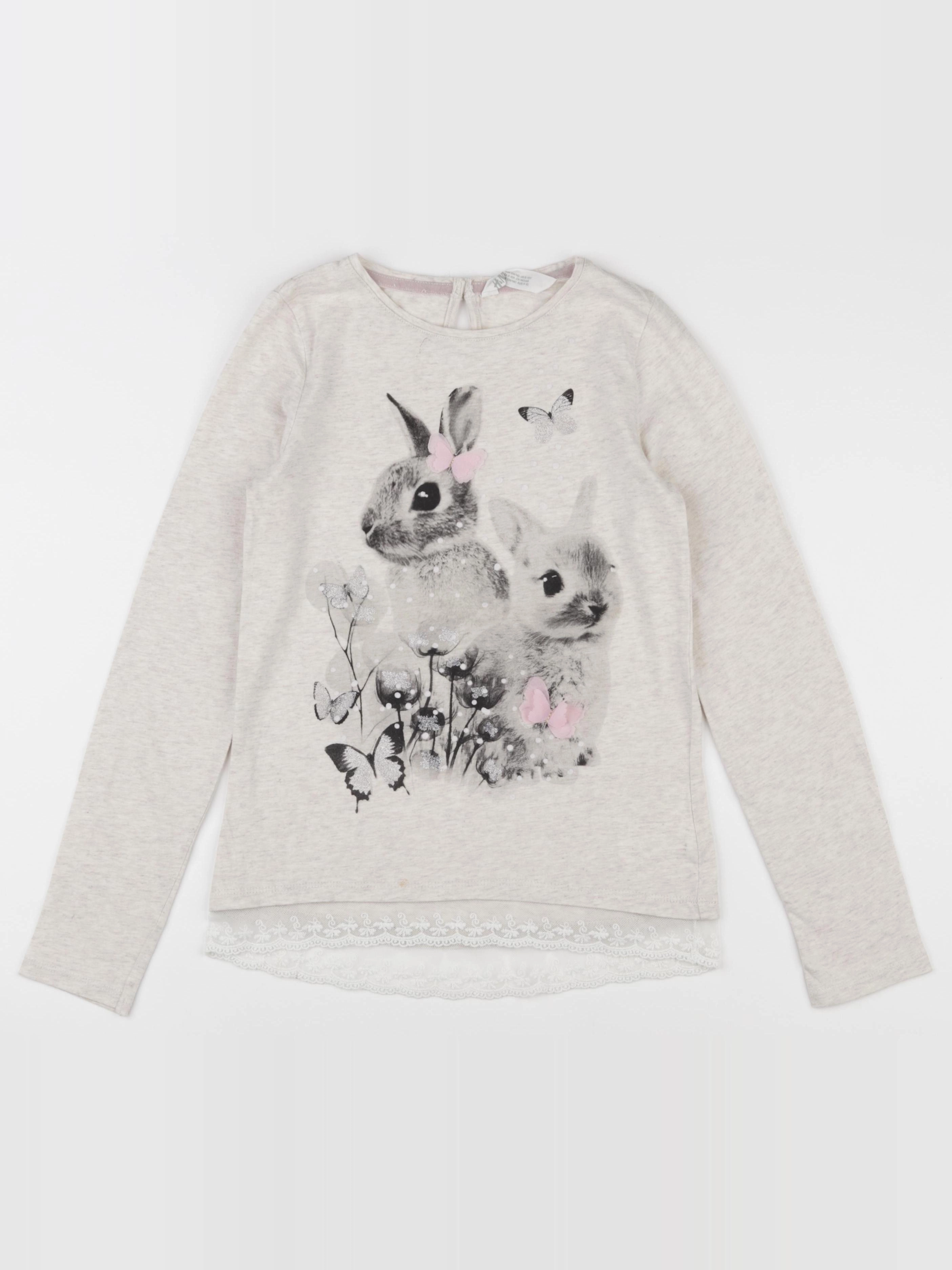 H&M - tee-shirt beige - 8/10 ans